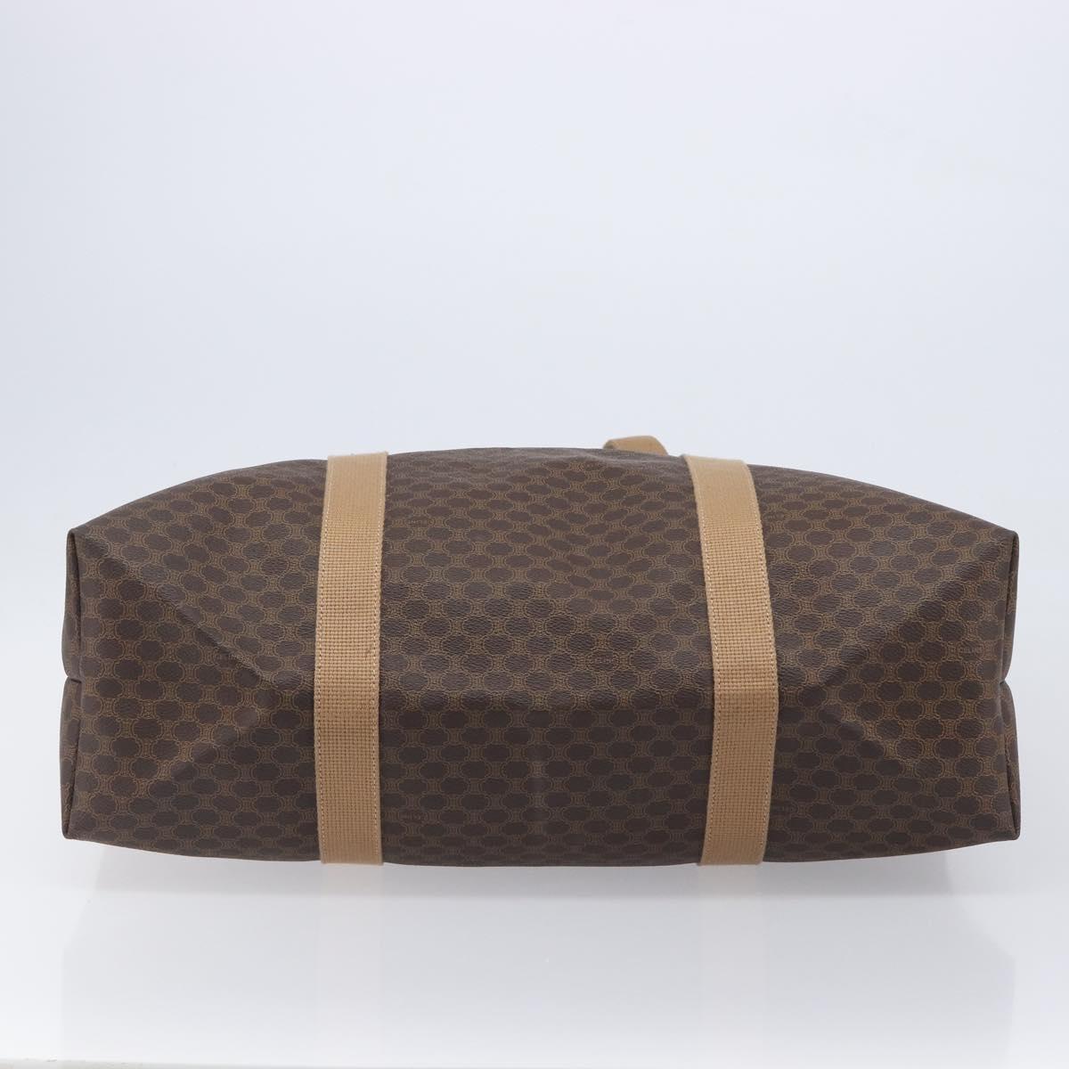CELINE Macadam Canvas Tote Bag PVC Leather Brown Gold Auth 209918