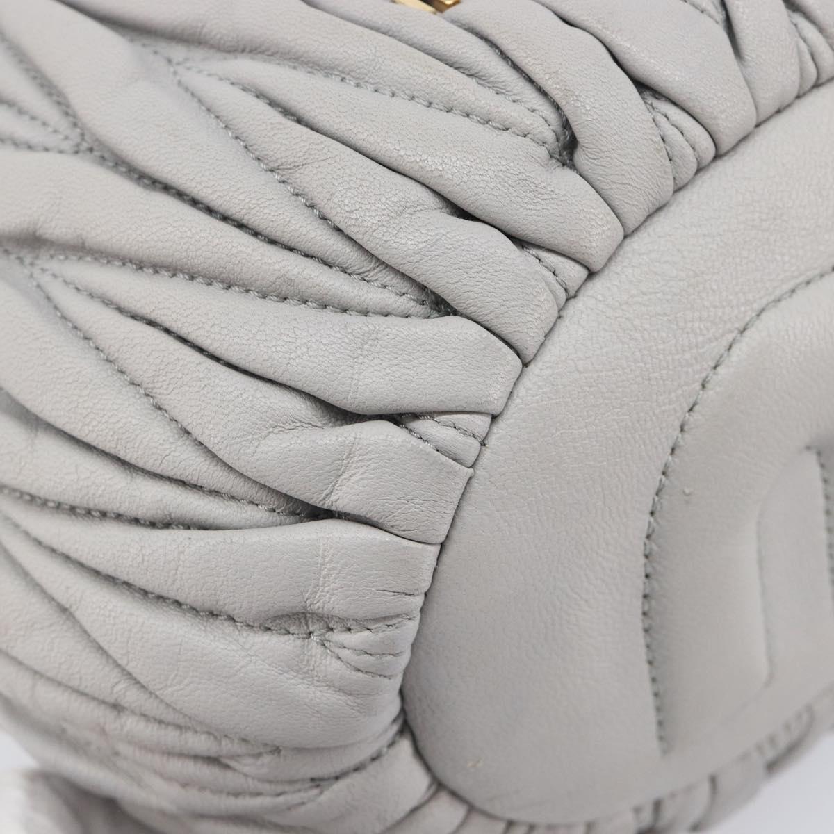 Miu Miu Matelasse Shoulder Bag Leather Gray Gold Auth 209919V