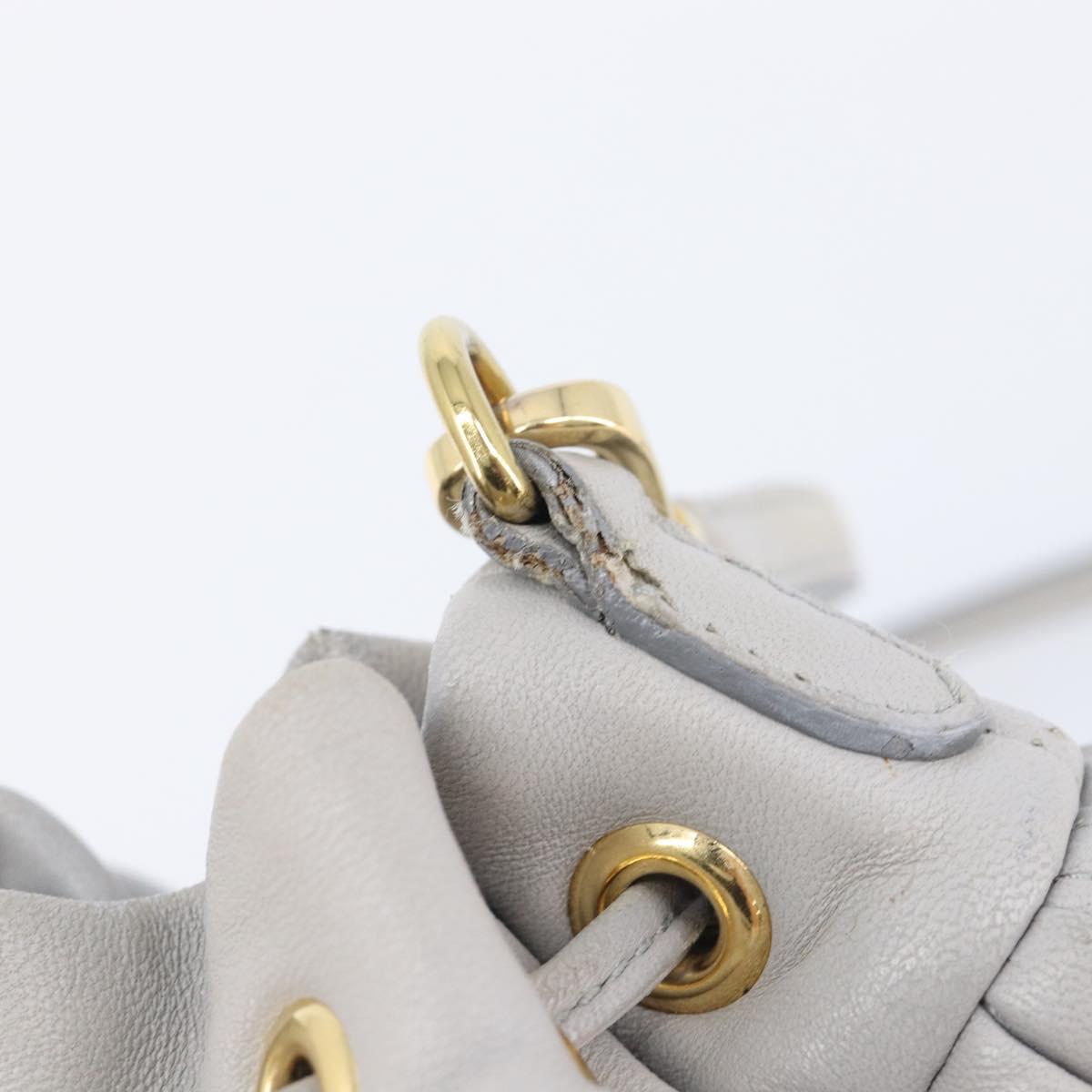 Miu Miu Matelasse Shoulder Bag Leather Gray Gold Auth 209919V