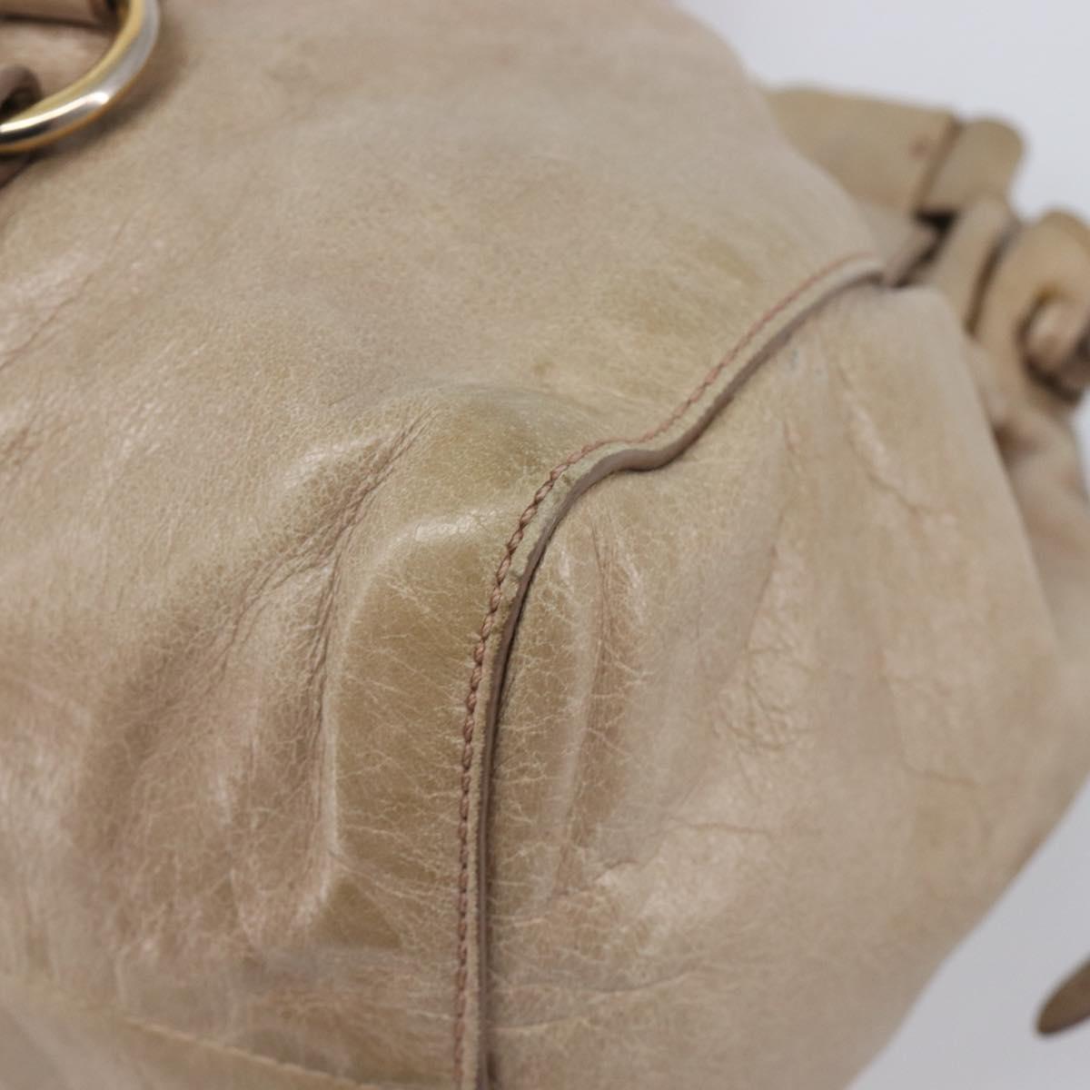 Miu Miu Hand Bag Vitellolux 2way Beige Gold Auth 209920A