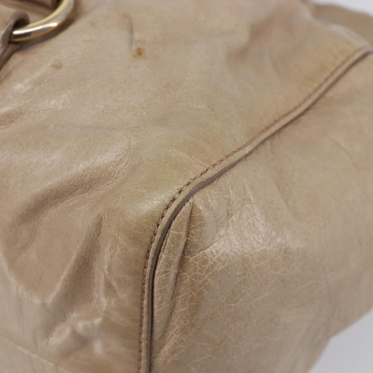 Miu Miu Hand Bag Vitellolux 2way Beige Gold Auth 209920A