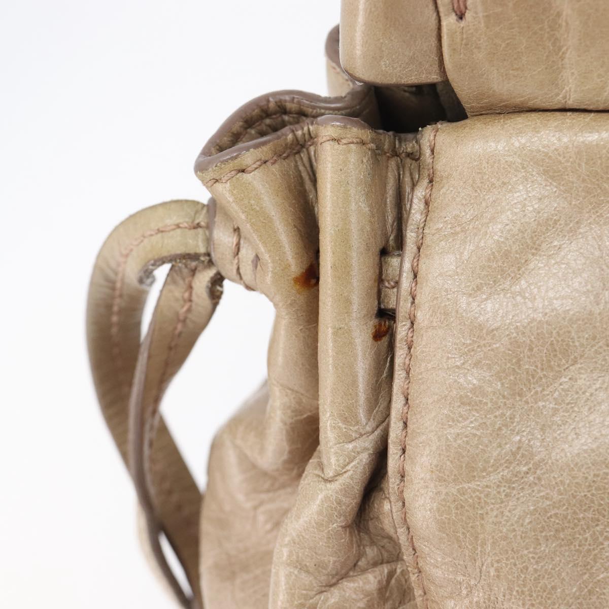 Miu Miu Hand Bag Vitellolux 2way Beige Gold Auth 209920A
