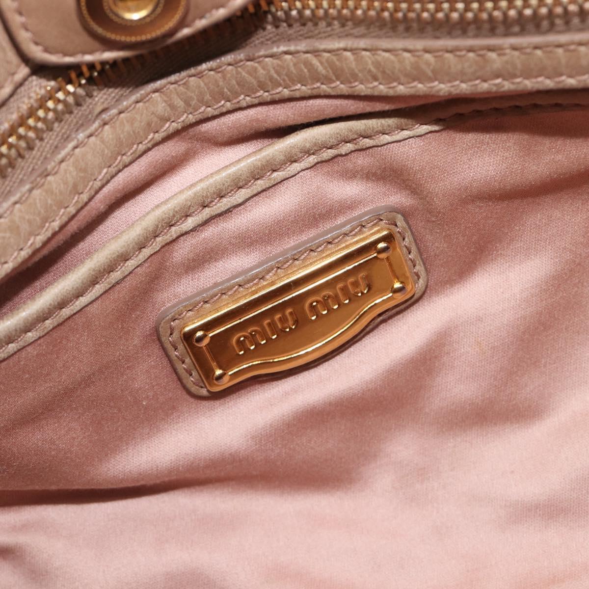 Miu Miu Hand Bag Vitellolux 2way Beige Gold Auth 209920A
