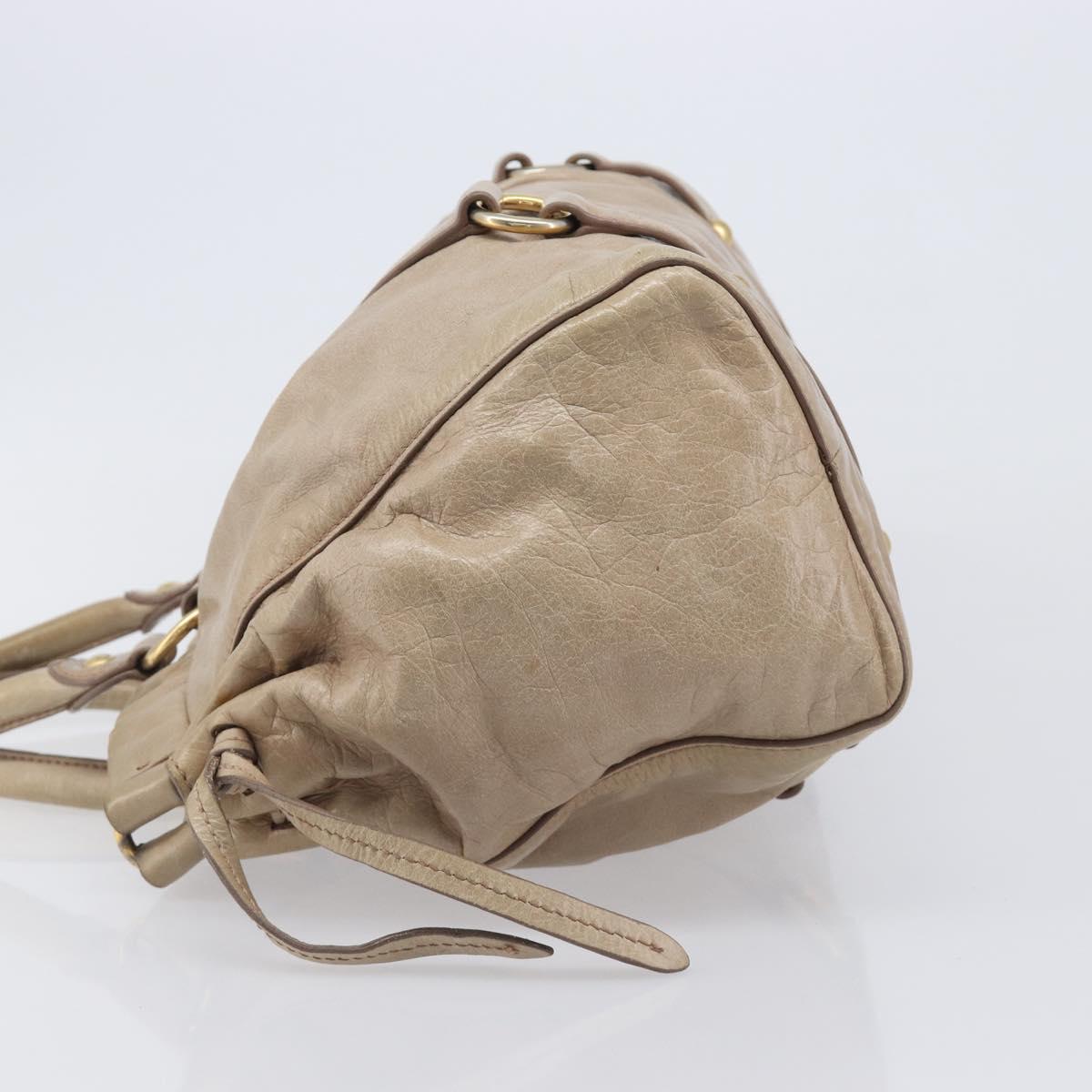 Miu Miu Hand Bag Vitellolux 2way Beige Gold Auth 209920A