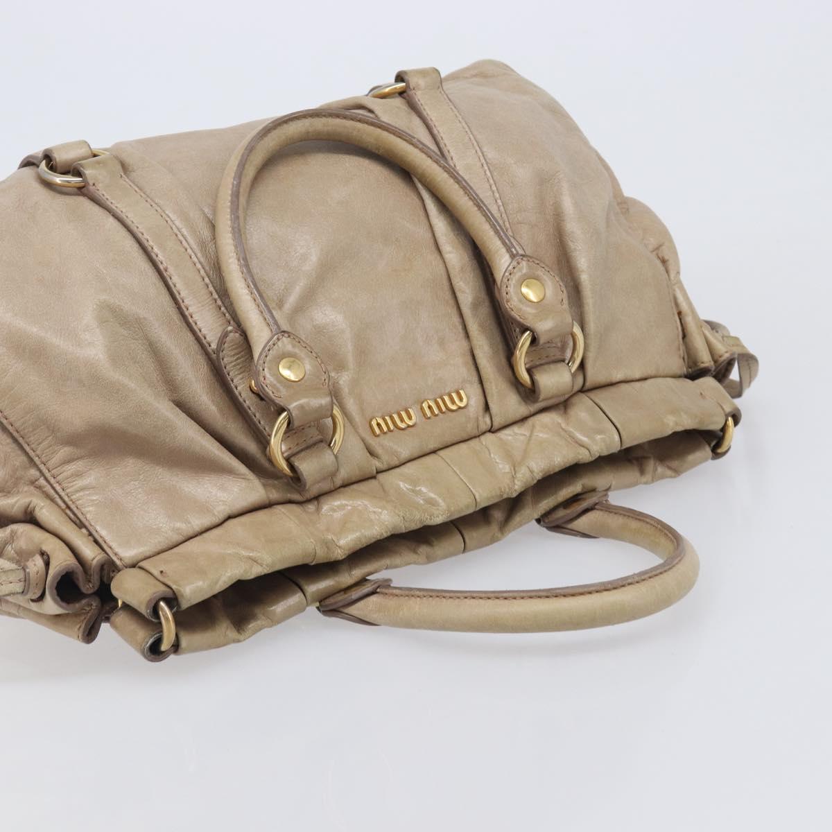 Miu Miu Hand Bag Vitellolux 2way Beige Gold Auth 209920A