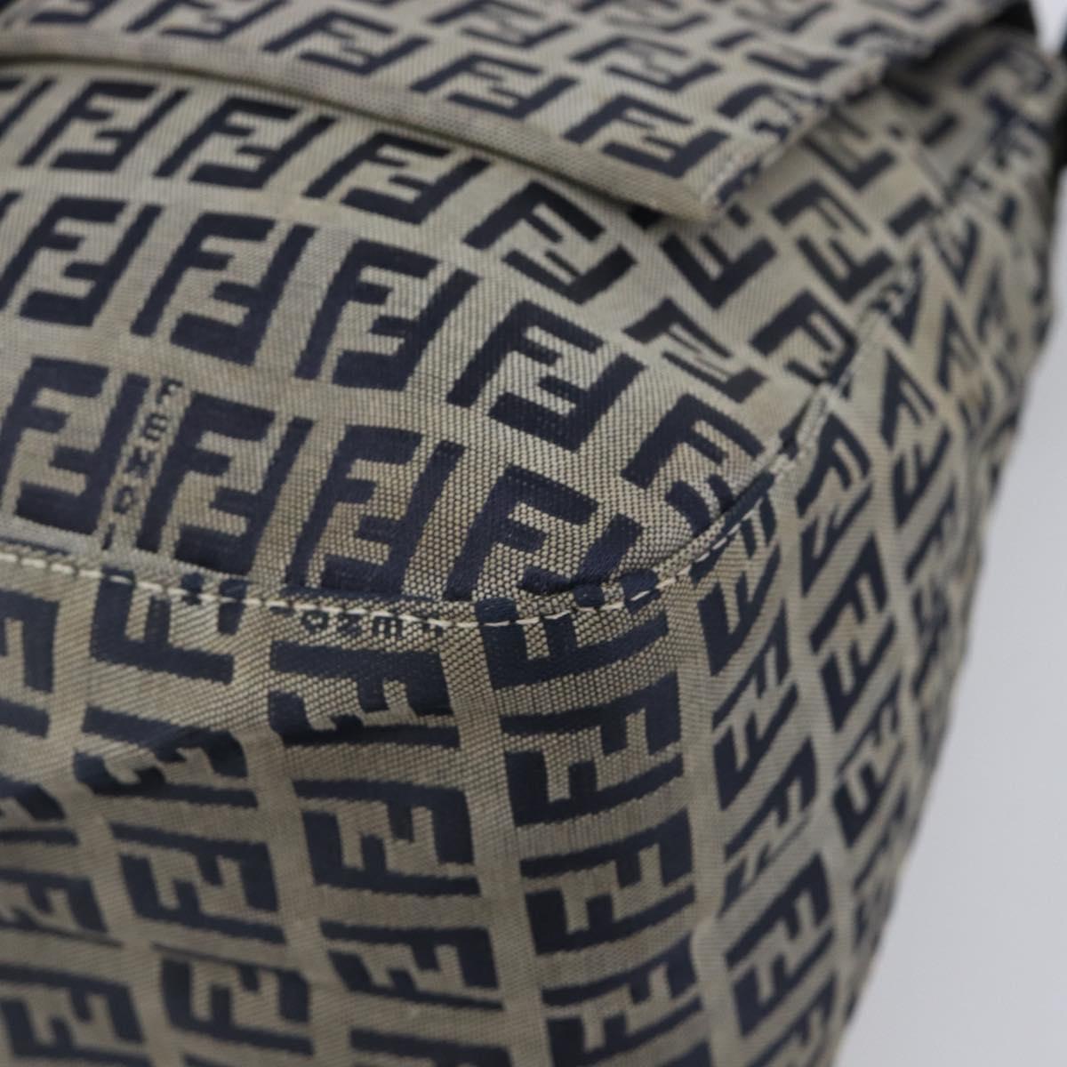 FENDI Zucchino Canvas Mamma Baguette Shoulder Bag Navy Silver 26325 Auth 209921V
