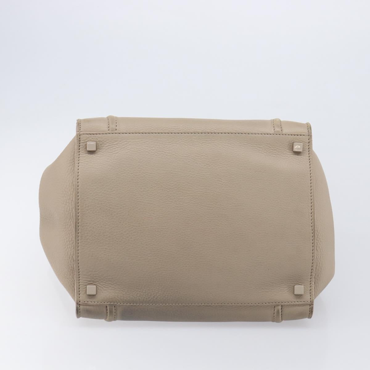 CELINE Luggage Phantom Hand Bag Leather Beige Gold Auth 209927A