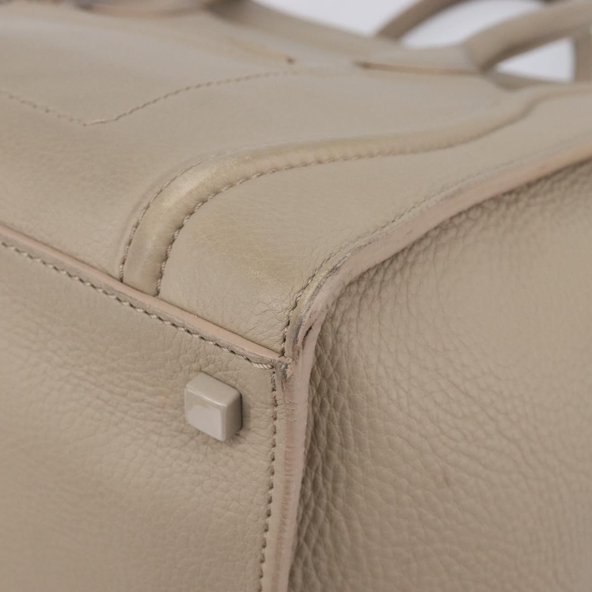 CELINE Luggage Phantom Hand Bag Leather Beige Gold Auth 209927A