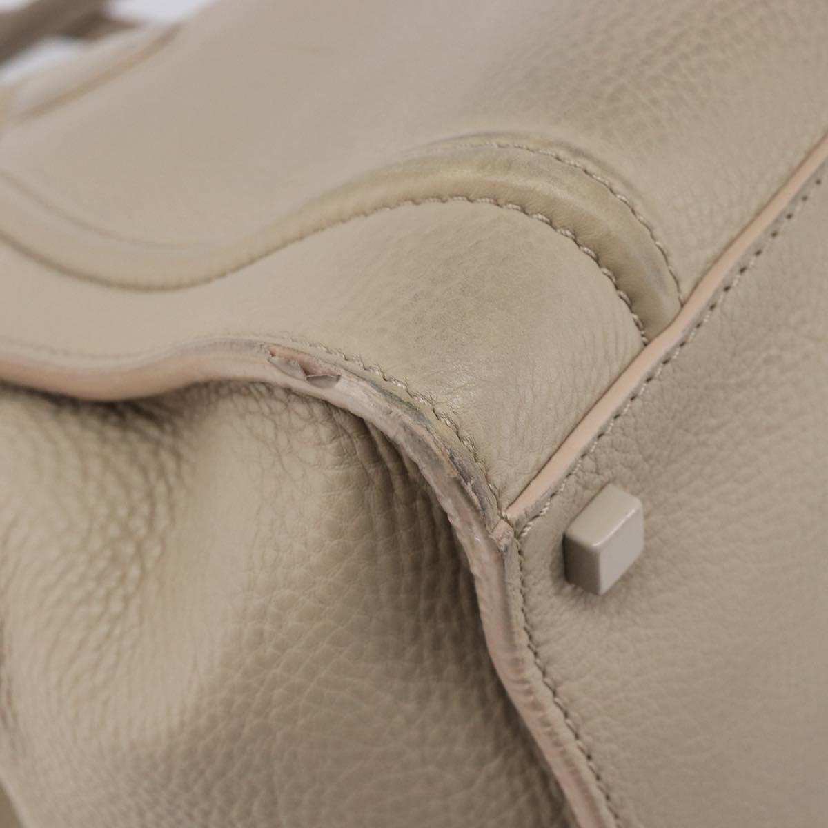 CELINE Luggage Phantom Hand Bag Leather Beige Gold Auth 209927A