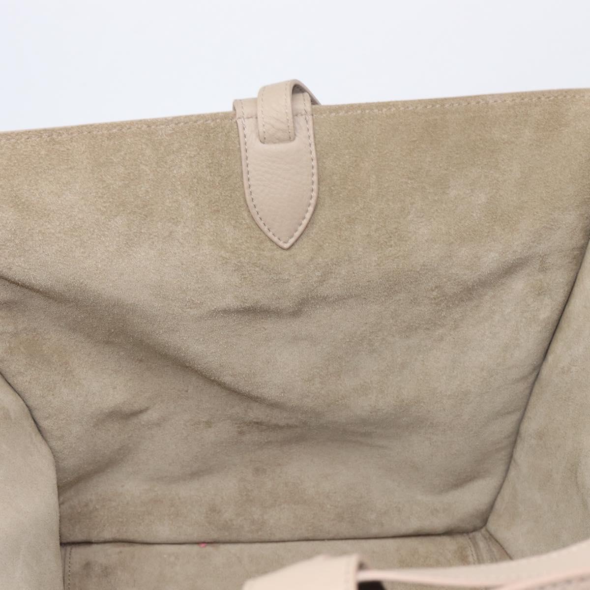 CELINE Luggage Phantom Hand Bag Leather Beige Gold Auth 209927A