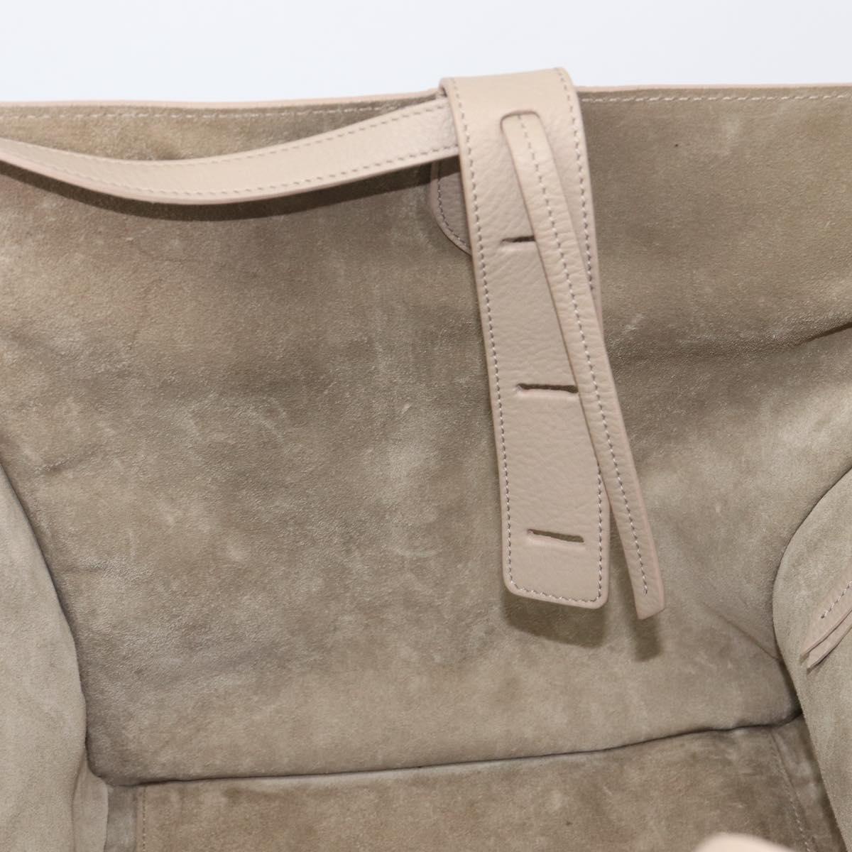 CELINE Luggage Phantom Hand Bag Leather Beige Gold Auth 209927A