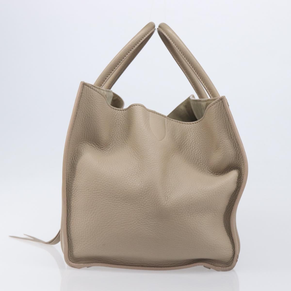 CELINE Luggage Phantom Hand Bag Leather Beige Gold Auth 209927A