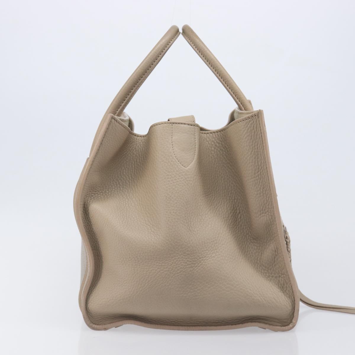 CELINE Luggage Phantom Hand Bag Leather Beige Gold Auth 209927A
