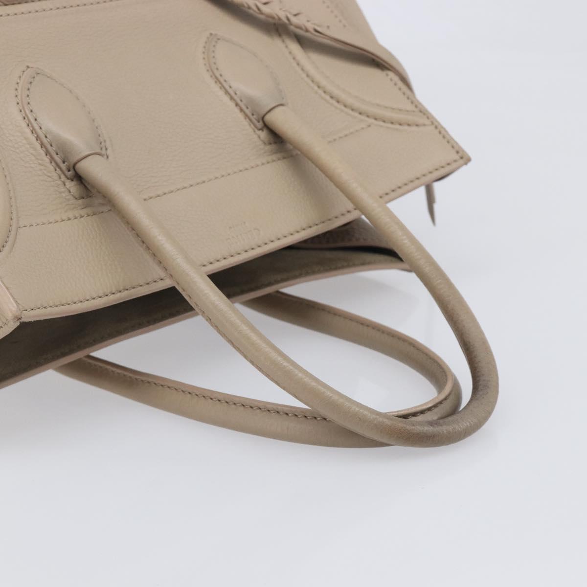 CELINE Luggage Phantom Hand Bag Leather Beige Gold Auth 209927A