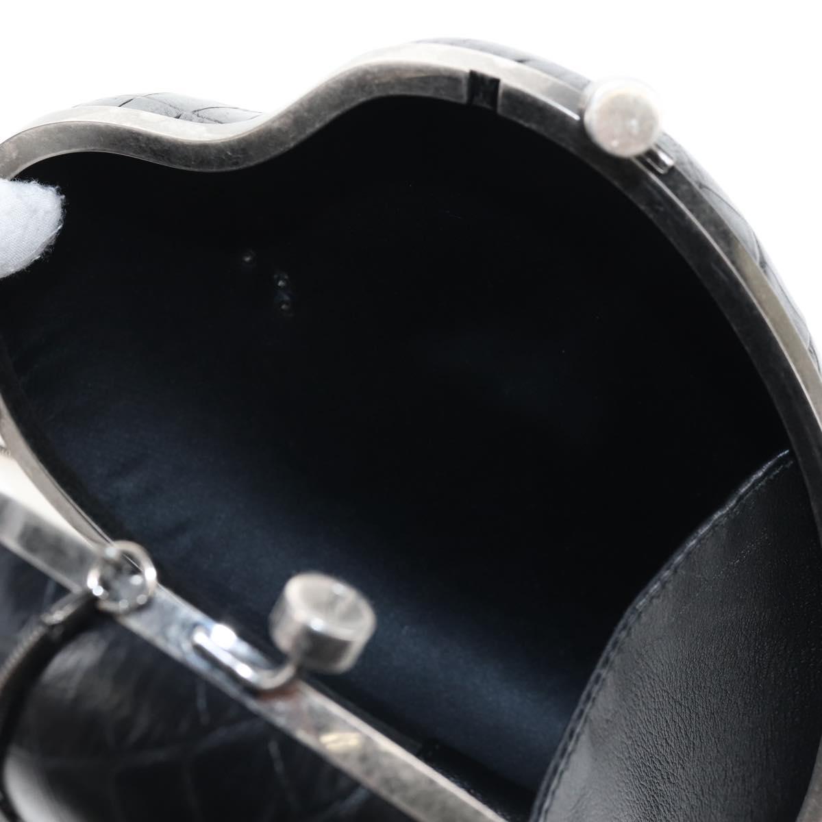 Saint Laurent Chain Love Box Shoulder Bag Leather Black Silver Auth 209941M
