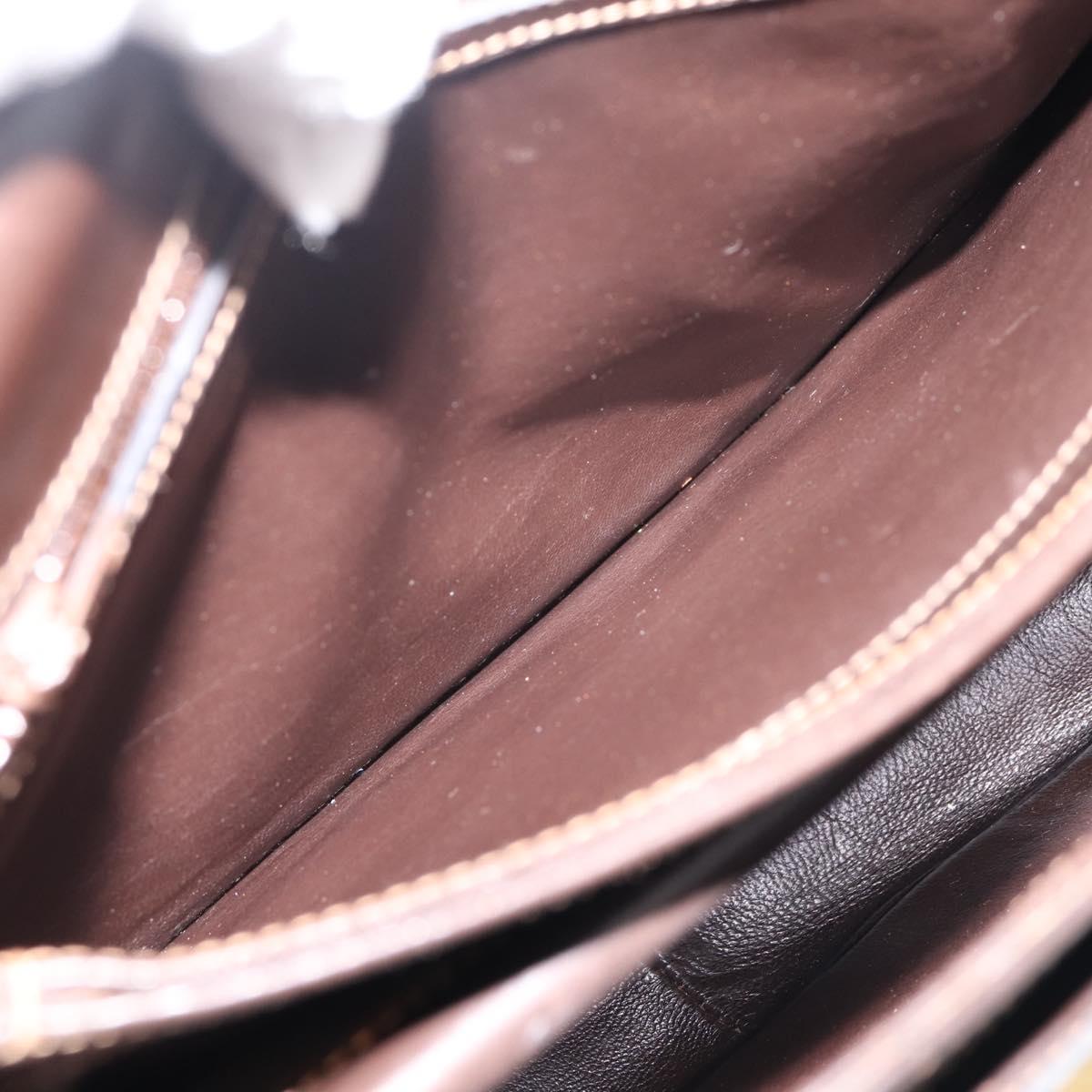 GUCCI Shoulder Bag Leather Brown Gold Auth 209942V