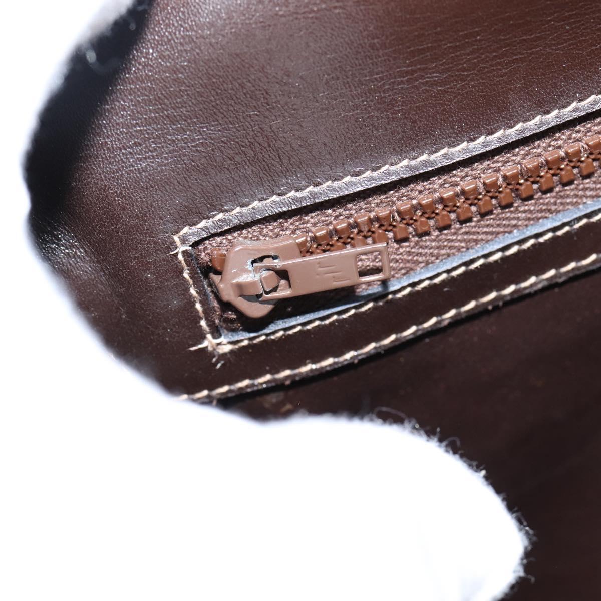 GUCCI Shoulder Bag Leather Brown Gold Auth 209942V