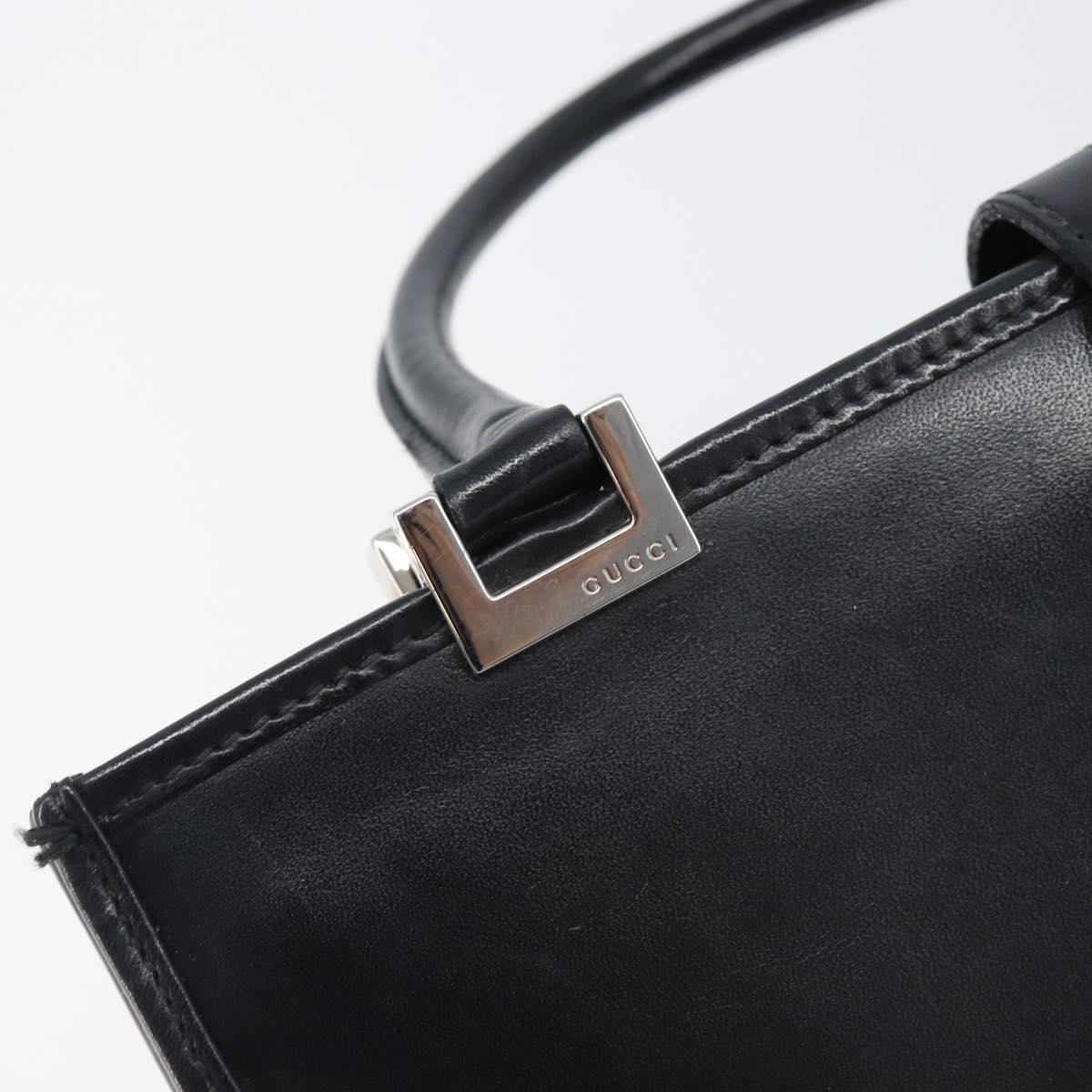 GUCCI Jackie Hand Bag Leather Black Silver 002 1065 Auth 209943V