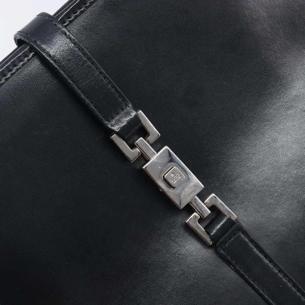 GUCCI Jackie Hand Bag Leather Black Silver 002 1065 Auth 209943V