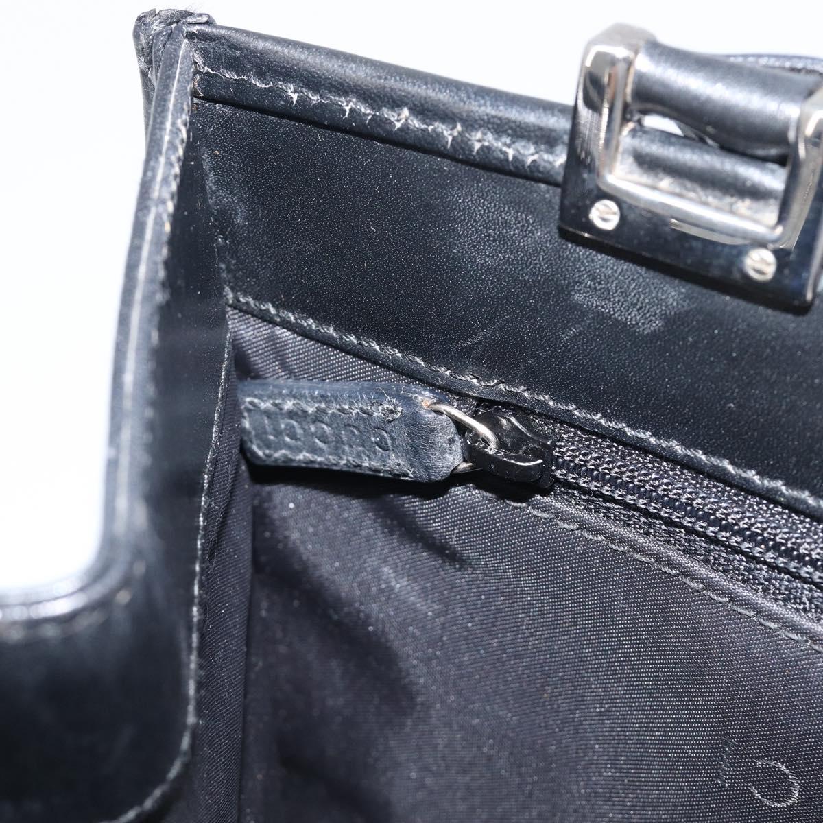GUCCI Jackie Hand Bag Leather Black Silver 002 1065 Auth 209943V