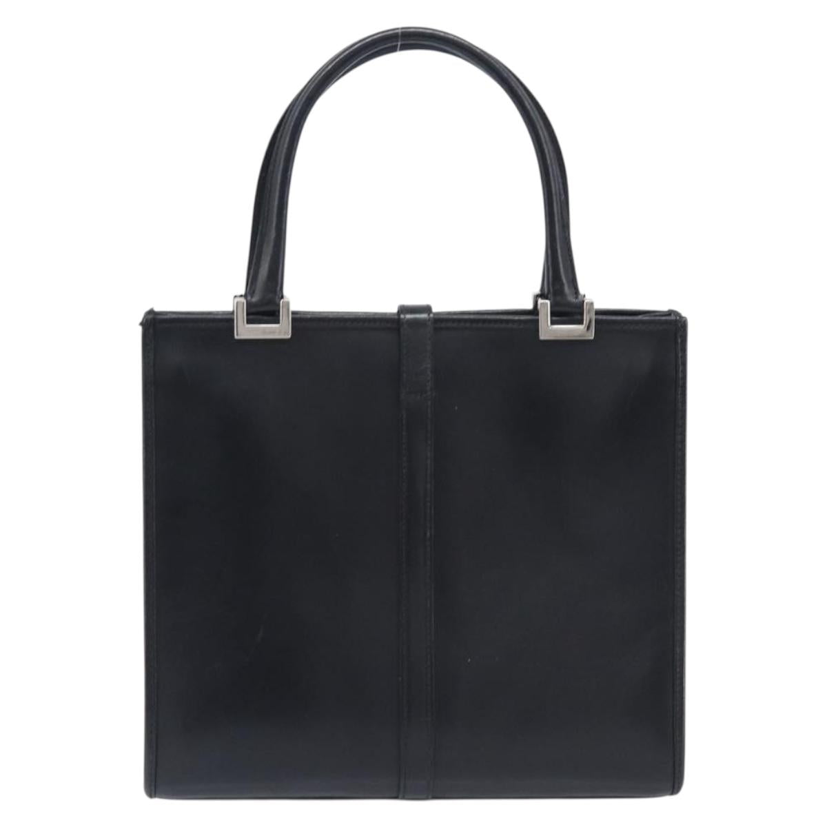 GUCCI Jackie Hand Bag Leather Black Silver 002 1065 Auth 209943V