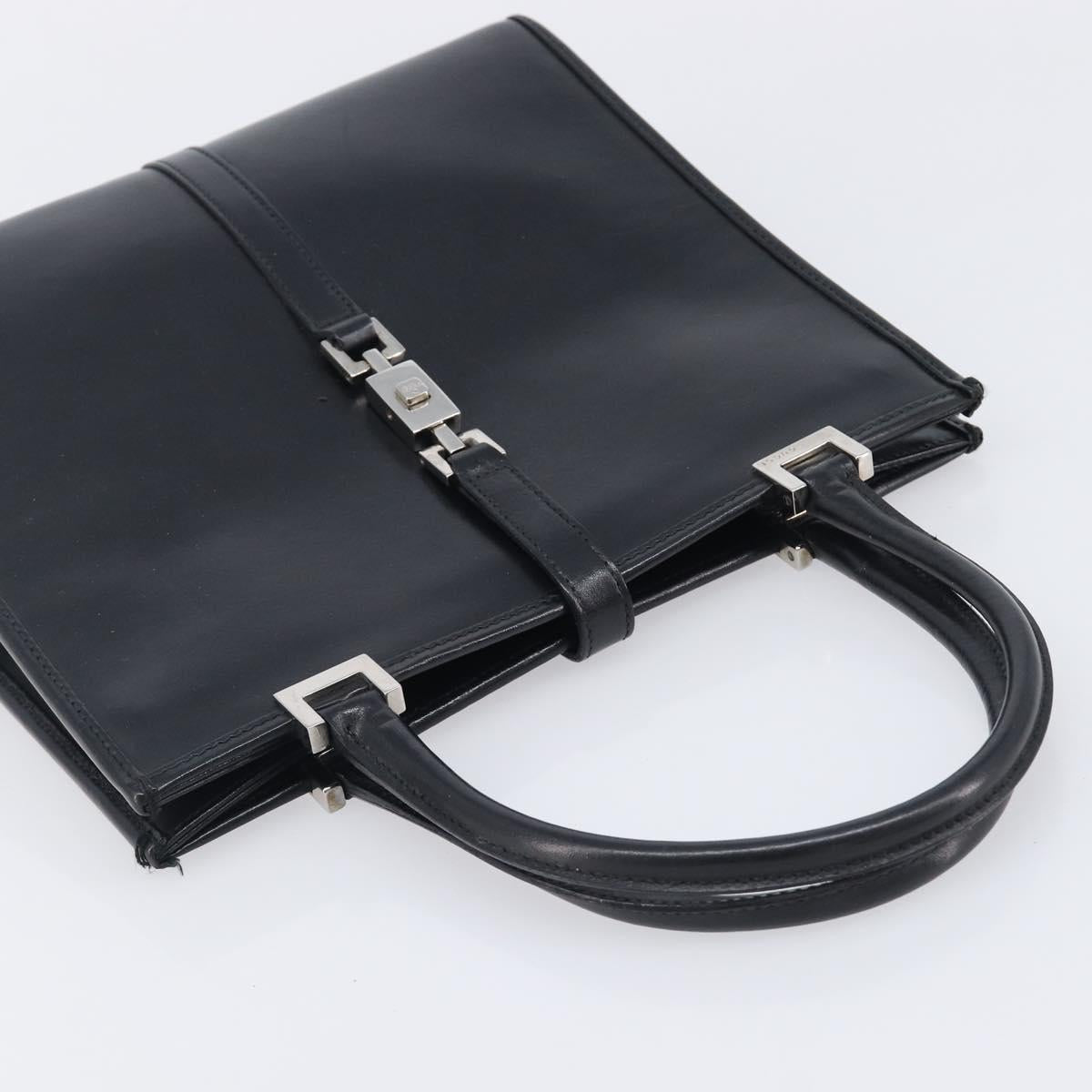 GUCCI Jackie Hand Bag Leather Black Silver 002 1065 Auth 209943V