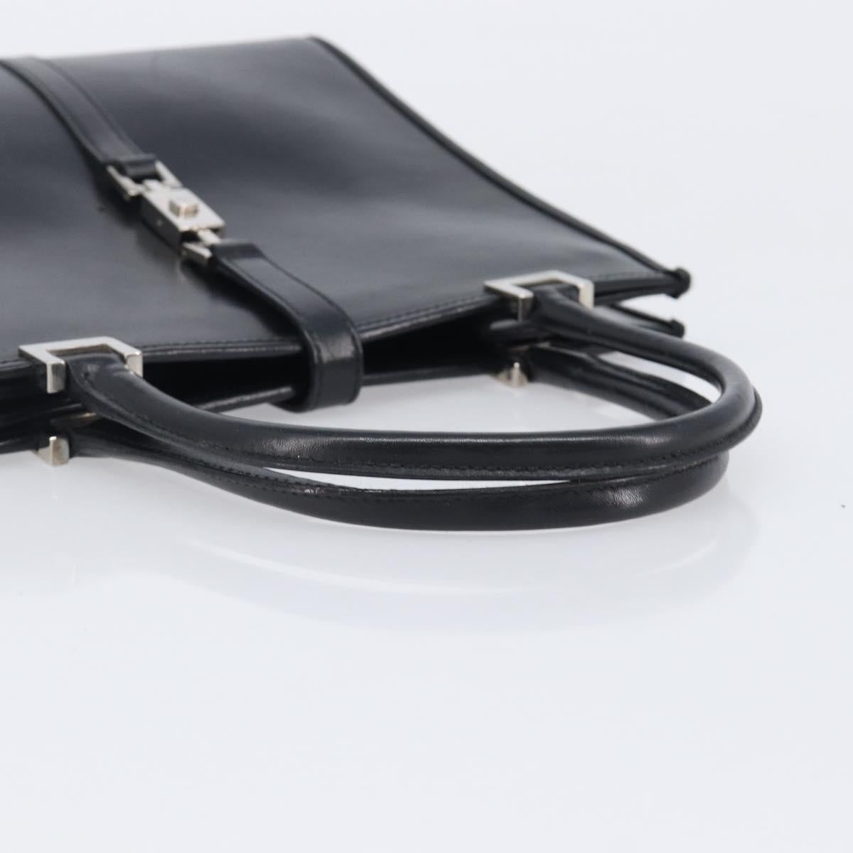 GUCCI Jackie Hand Bag Leather Black Silver 002 1065 Auth 209943V