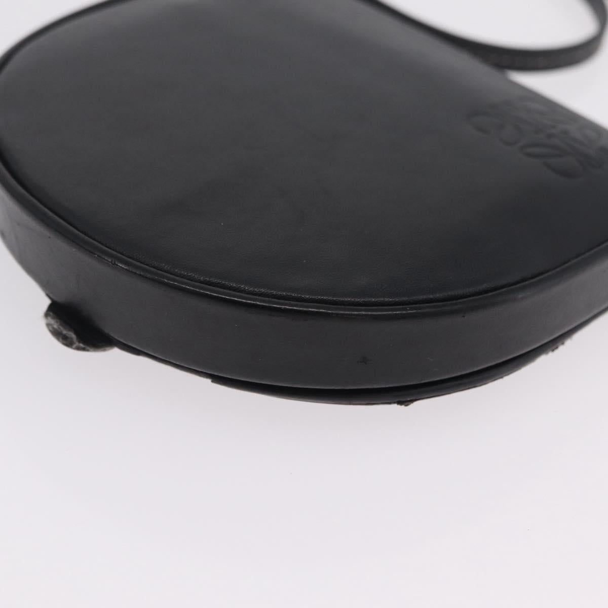 LOEWE Shoulder Pouch Heel Pouch Leather Black Auth 209944