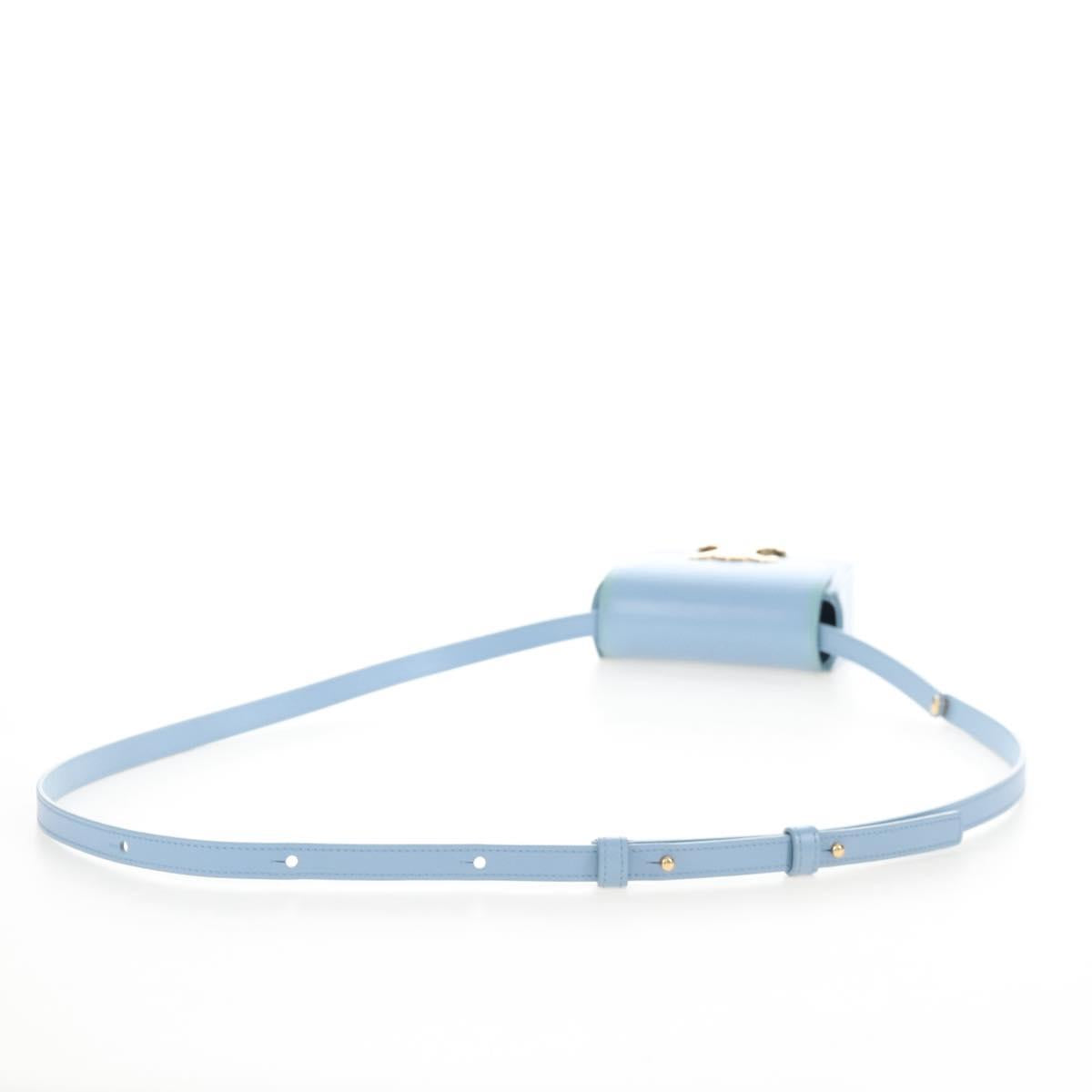 CELINE Triomphe Mini Claude Shoulder Bag Leather Light Blue Auth 209947V
