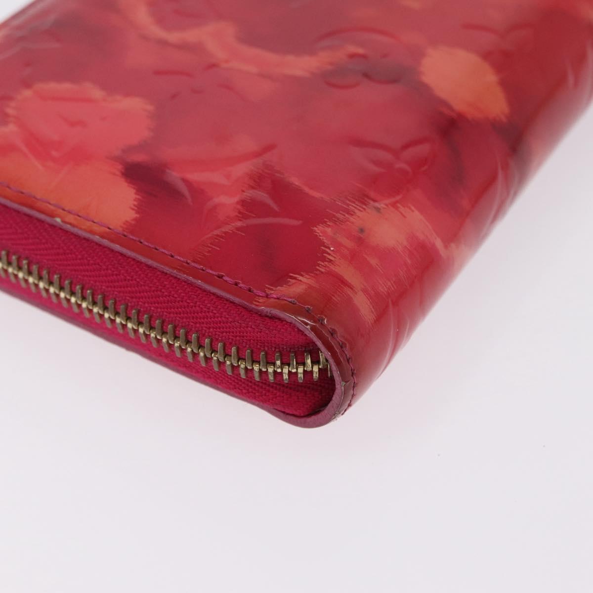 LOUIS VUITTON Monogram Vernis Ikat Flower Zippy Wallet Pink M90019 Auth 209948A