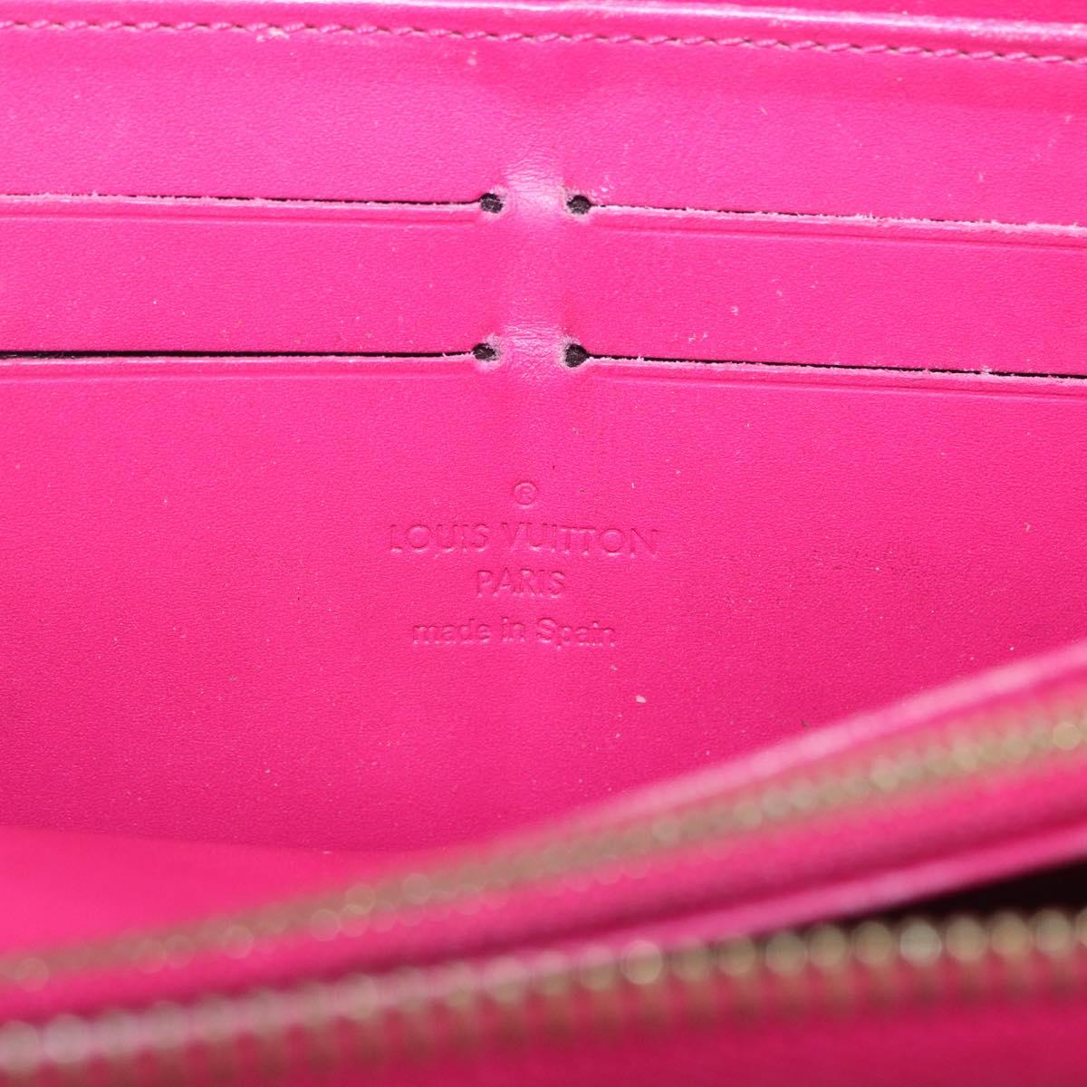 LOUIS VUITTON Monogram Vernis Ikat Flower Zippy Wallet Pink M90019 Auth 209948A