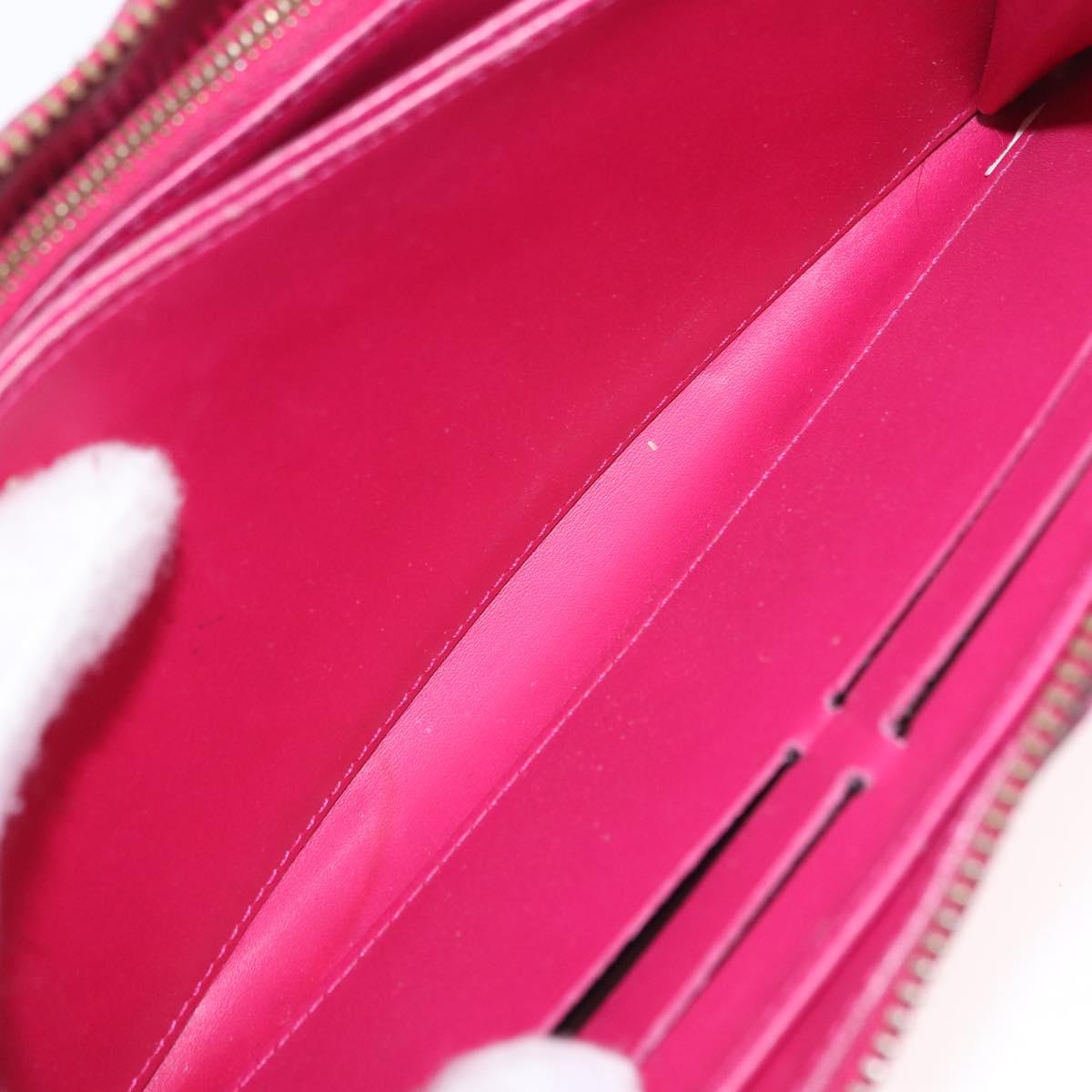 LOUIS VUITTON Monogram Vernis Ikat Flower Zippy Wallet Pink M90019 Auth 209948A