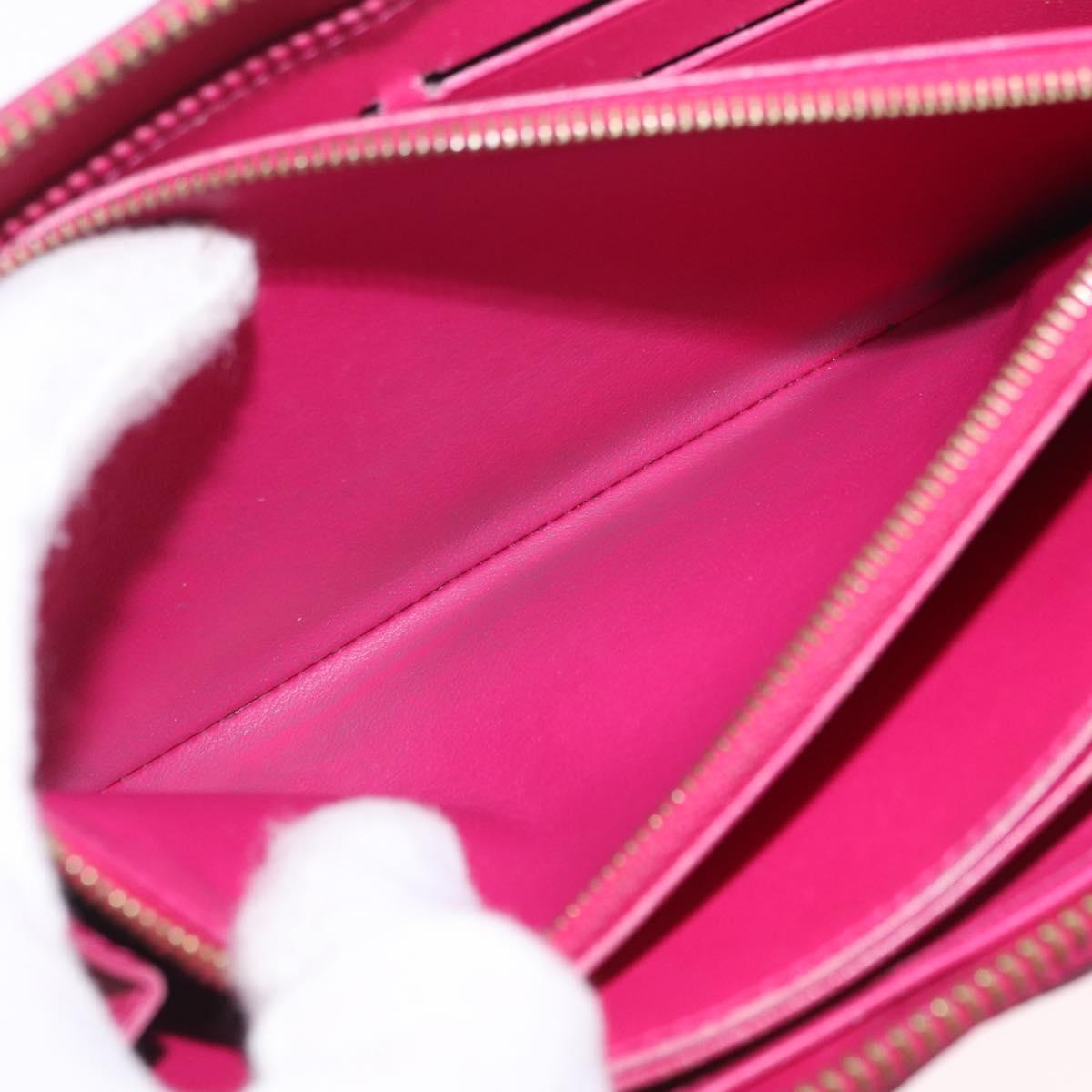 LOUIS VUITTON Monogram Vernis Ikat Flower Zippy Wallet Pink M90019 Auth 209948A