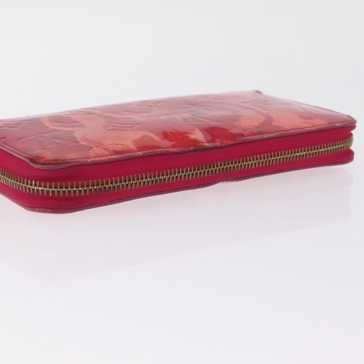 LOUIS VUITTON Monogram Vernis Ikat Flower Zippy Wallet Pink M90019 Auth 209948A