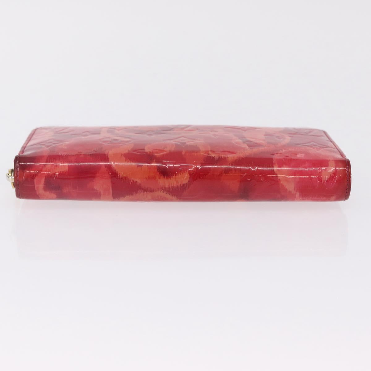 LOUIS VUITTON Monogram Vernis Ikat Flower Zippy Wallet Pink M90019 Auth 209948A