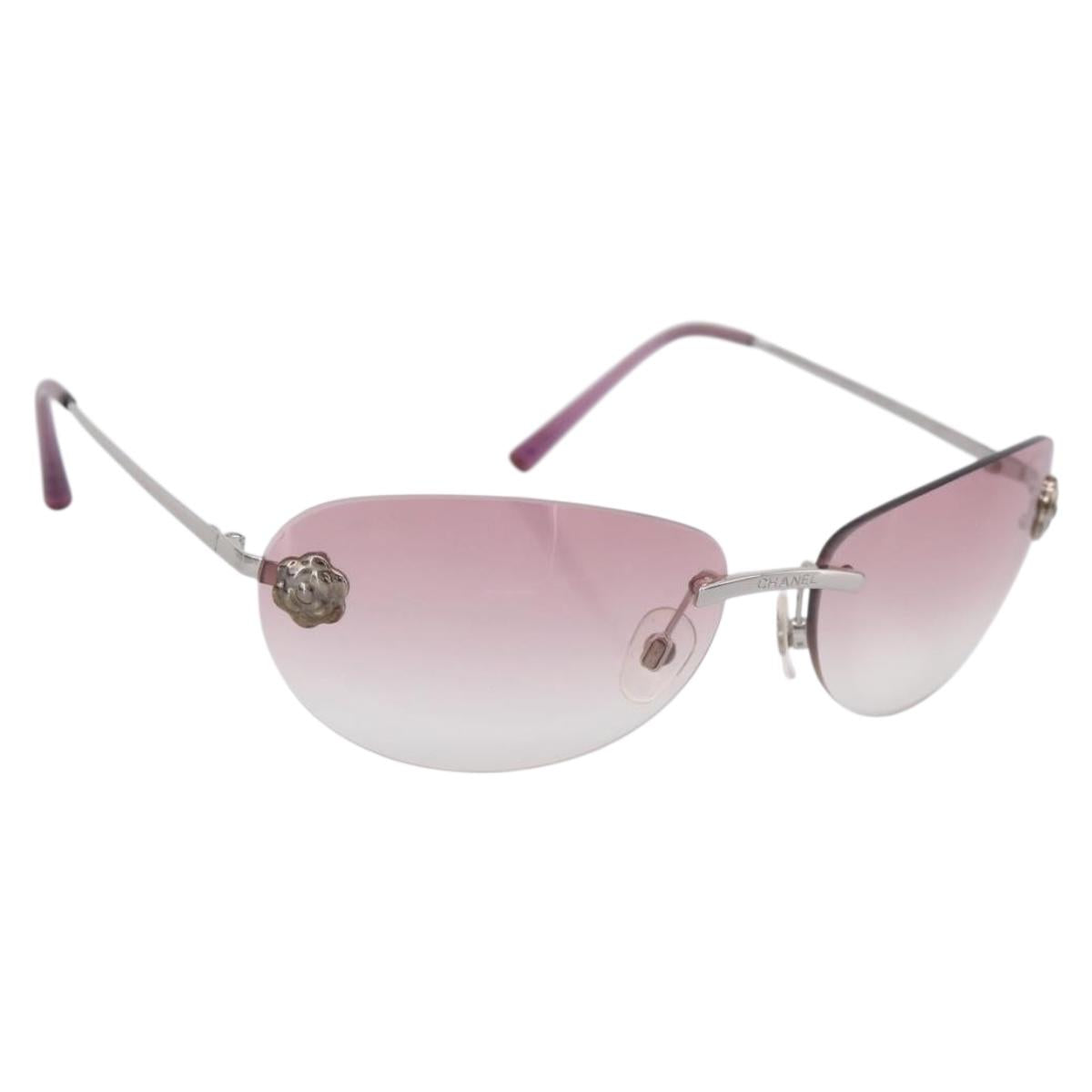 CHANEL Camelia Sunglasses Metal Pink CC Auth 209949V
