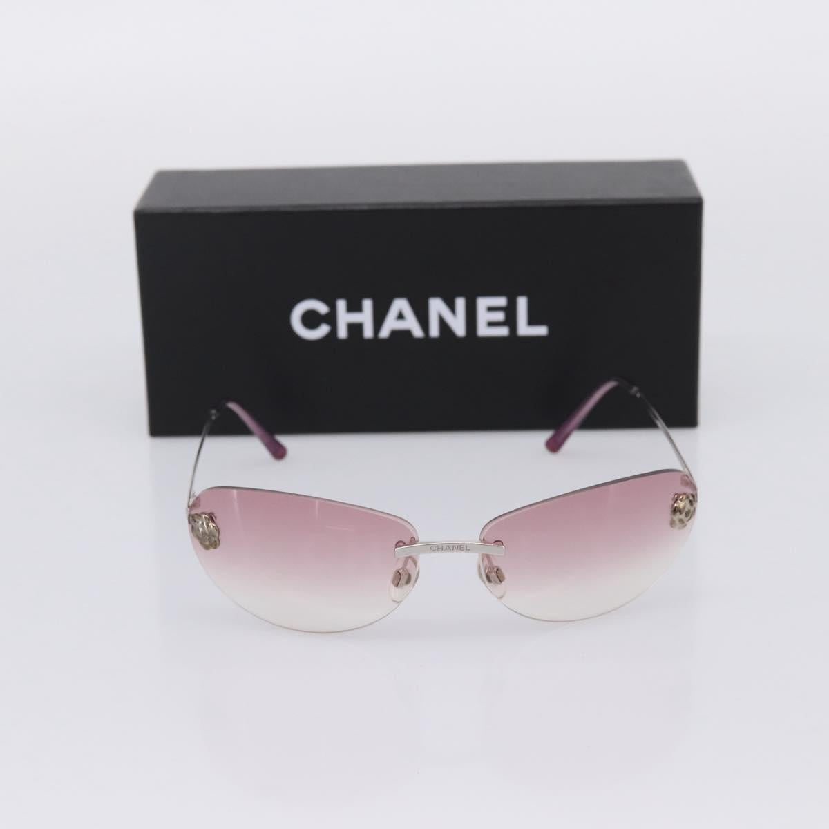 CHANEL Camelia Sunglasses Metal Pink CC Auth 209949V