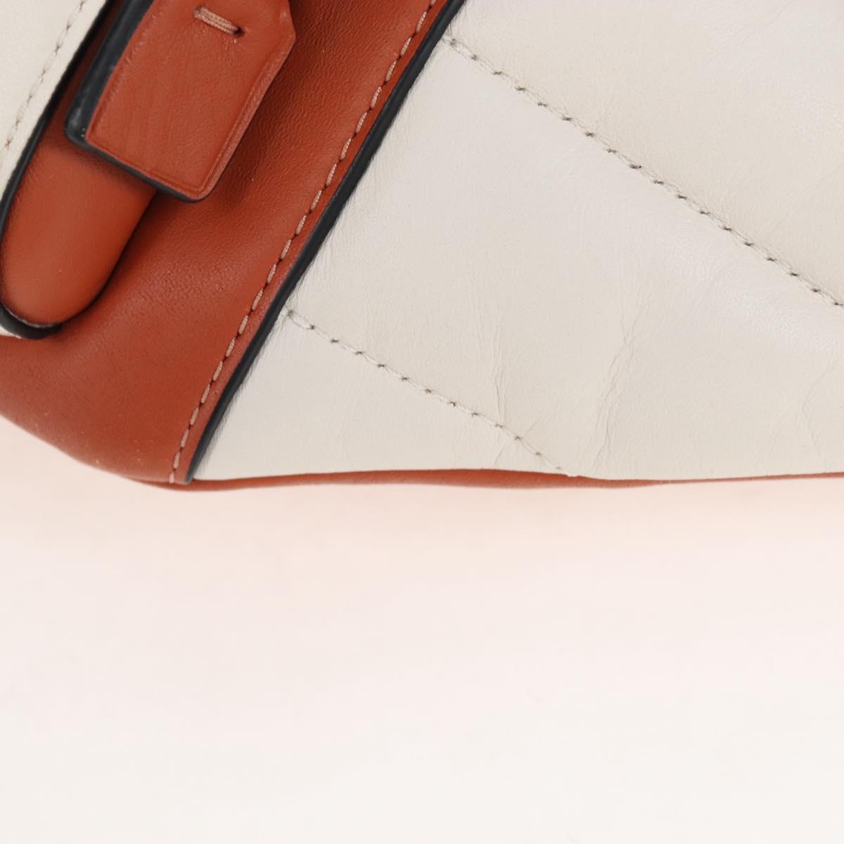 Coach Body Bag Leather Brown White Auth 209957A