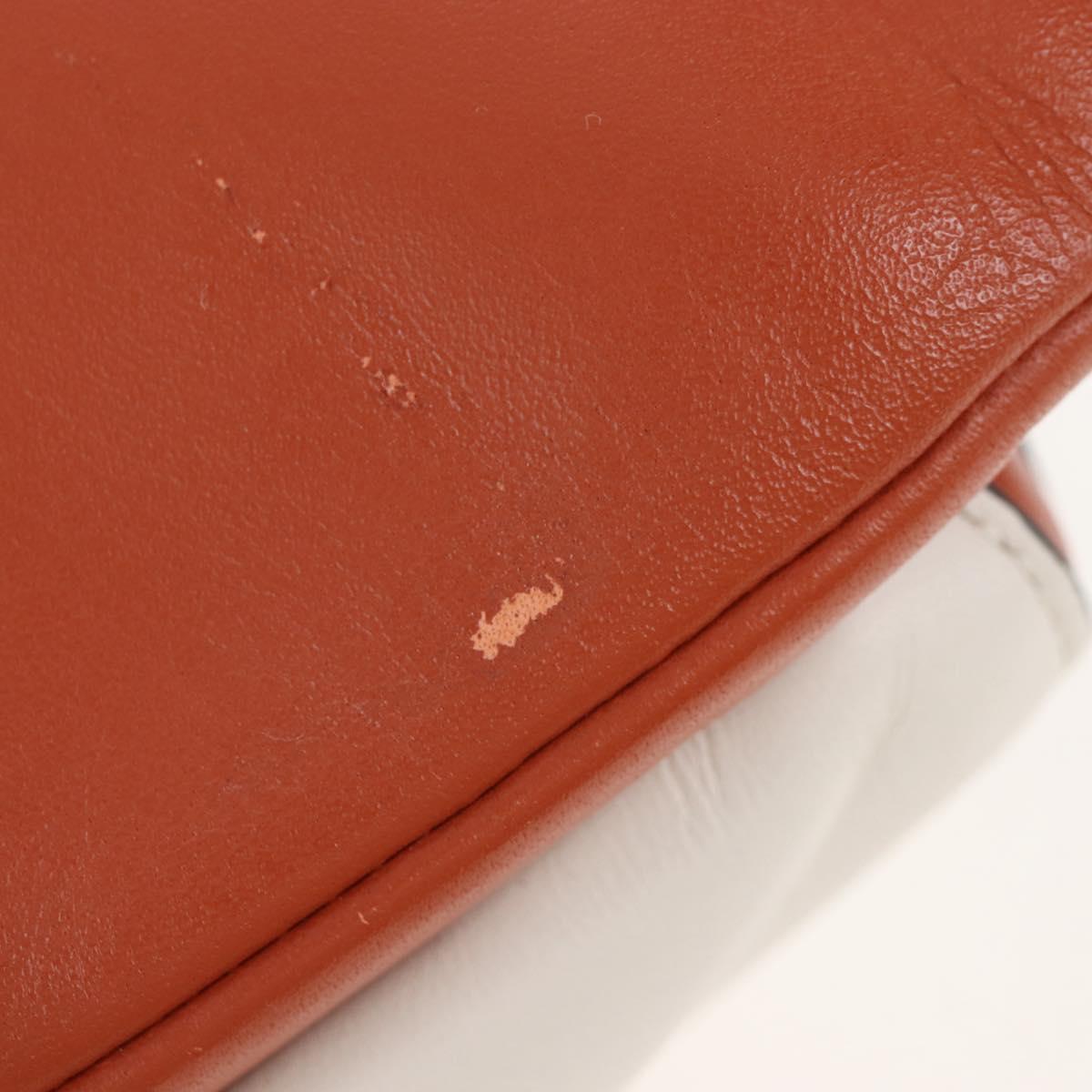 Coach Body Bag Leather Brown White Auth 209957A