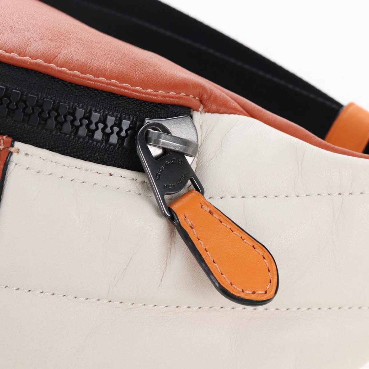 Coach Body Bag Leather Brown White Auth 209957A