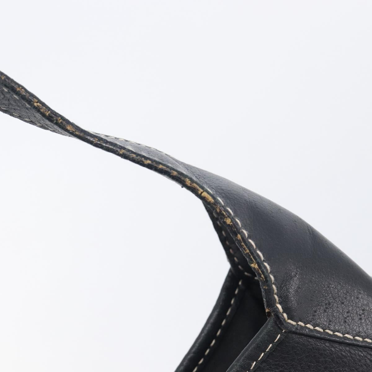 Salvatore Ferragamo Gancini Shoulder Bag Leather Black Gold Auth 209958A
