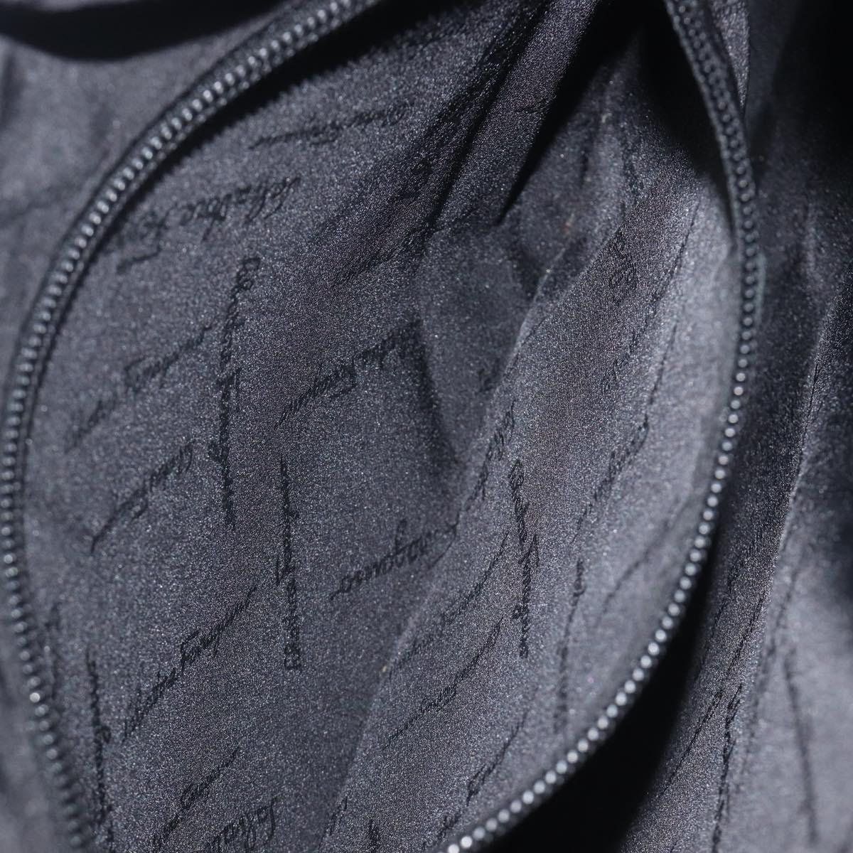 Salvatore Ferragamo Gancini Shoulder Bag Leather Black Gold Auth 209958A