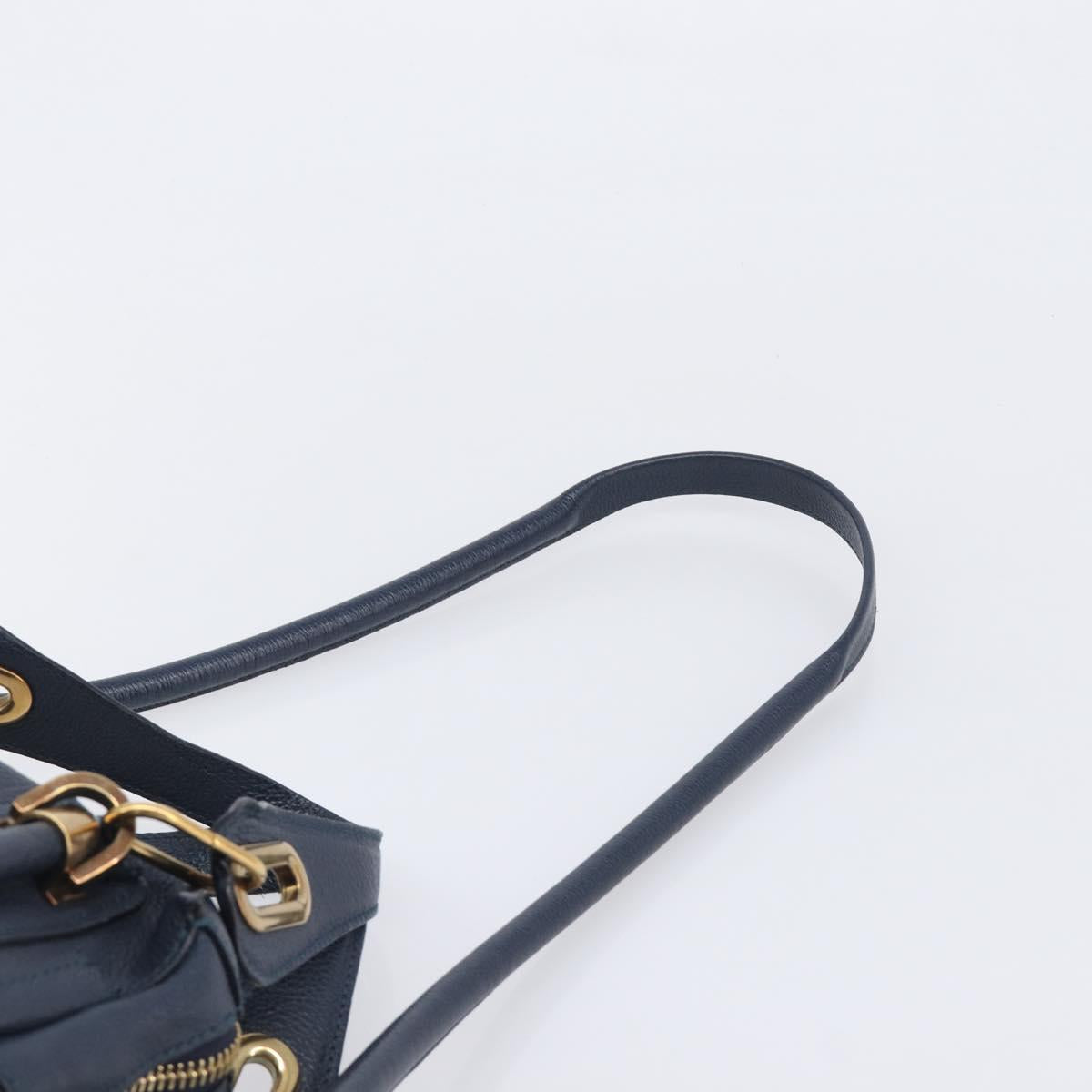 Chloe Paraty Hand Bag Leather 2way Navy Gold Auth 209959V