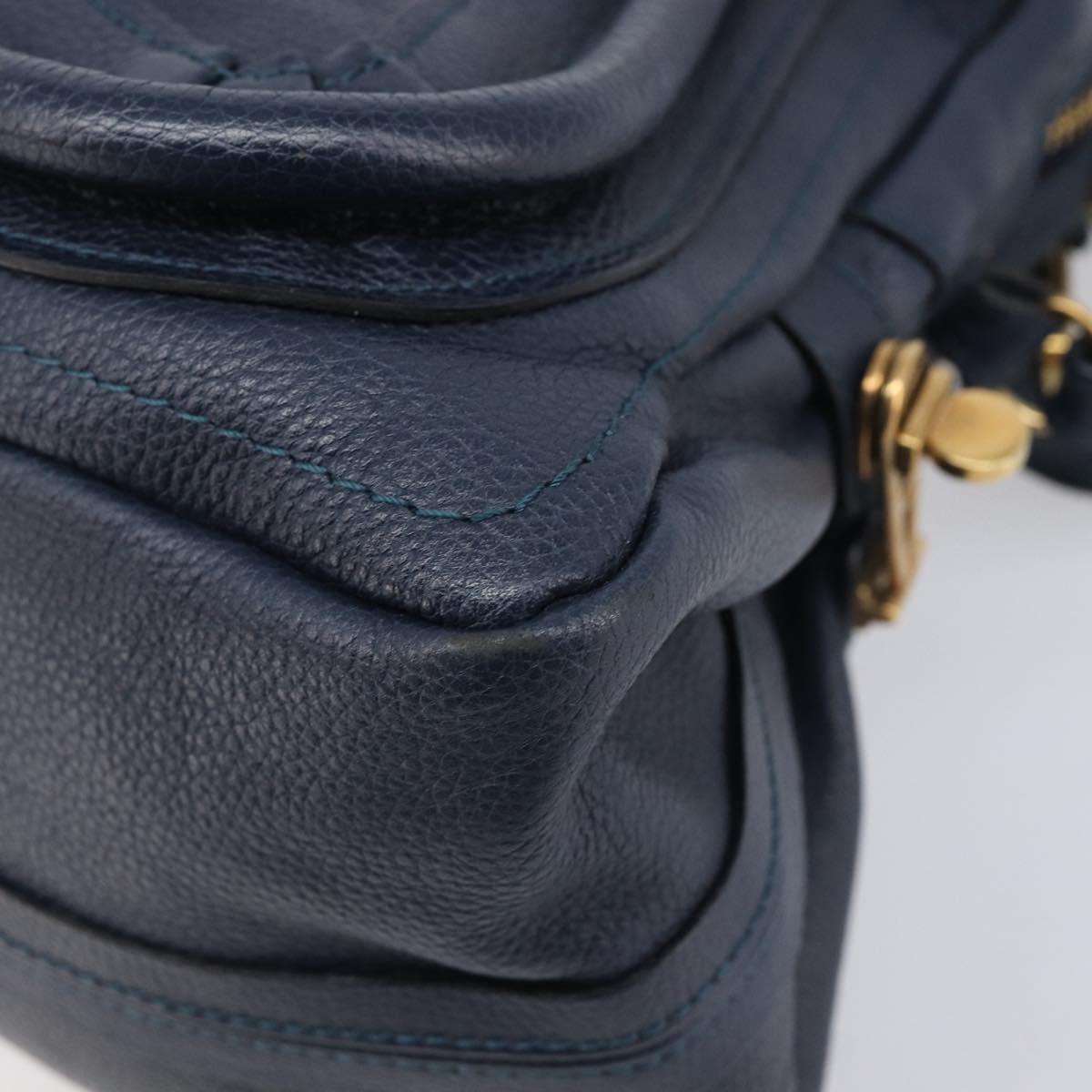 Chloe Paraty Hand Bag Leather 2way Navy Gold Auth 209959V