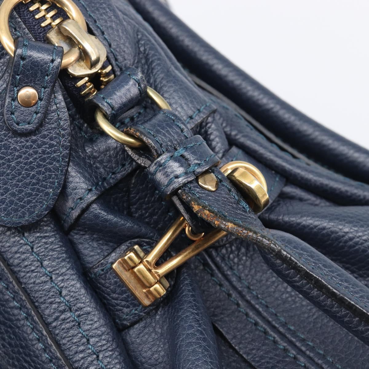 Chloe Paraty Hand Bag Leather 2way Navy Gold Auth 209959V