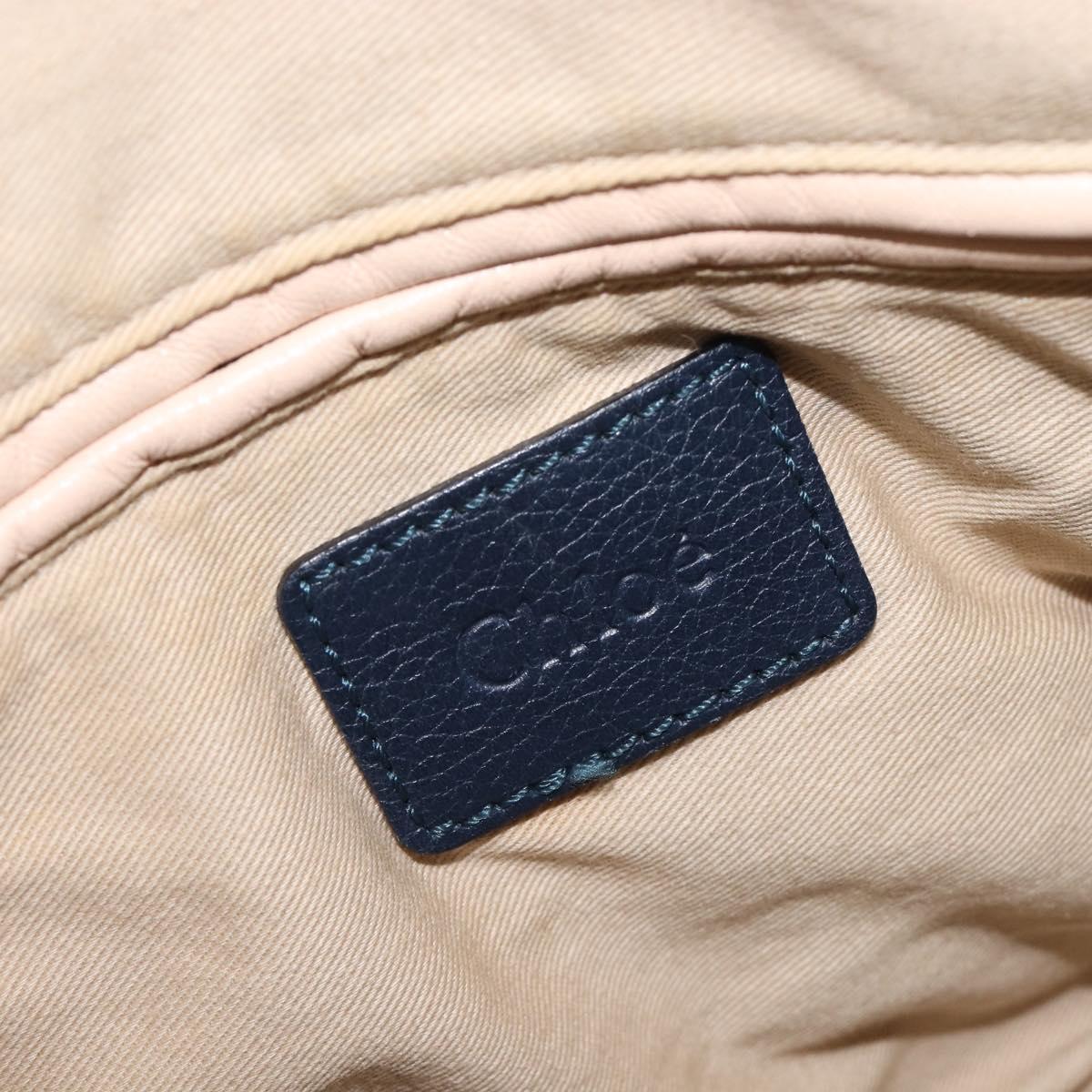 Chloe Paraty Hand Bag Leather 2way Navy Gold Auth 209959V