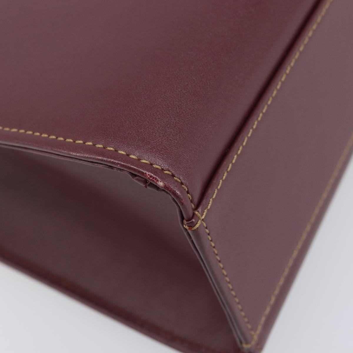 Cartier Must Line Hand Bag Leather Bordeaux Gold Auth 209960