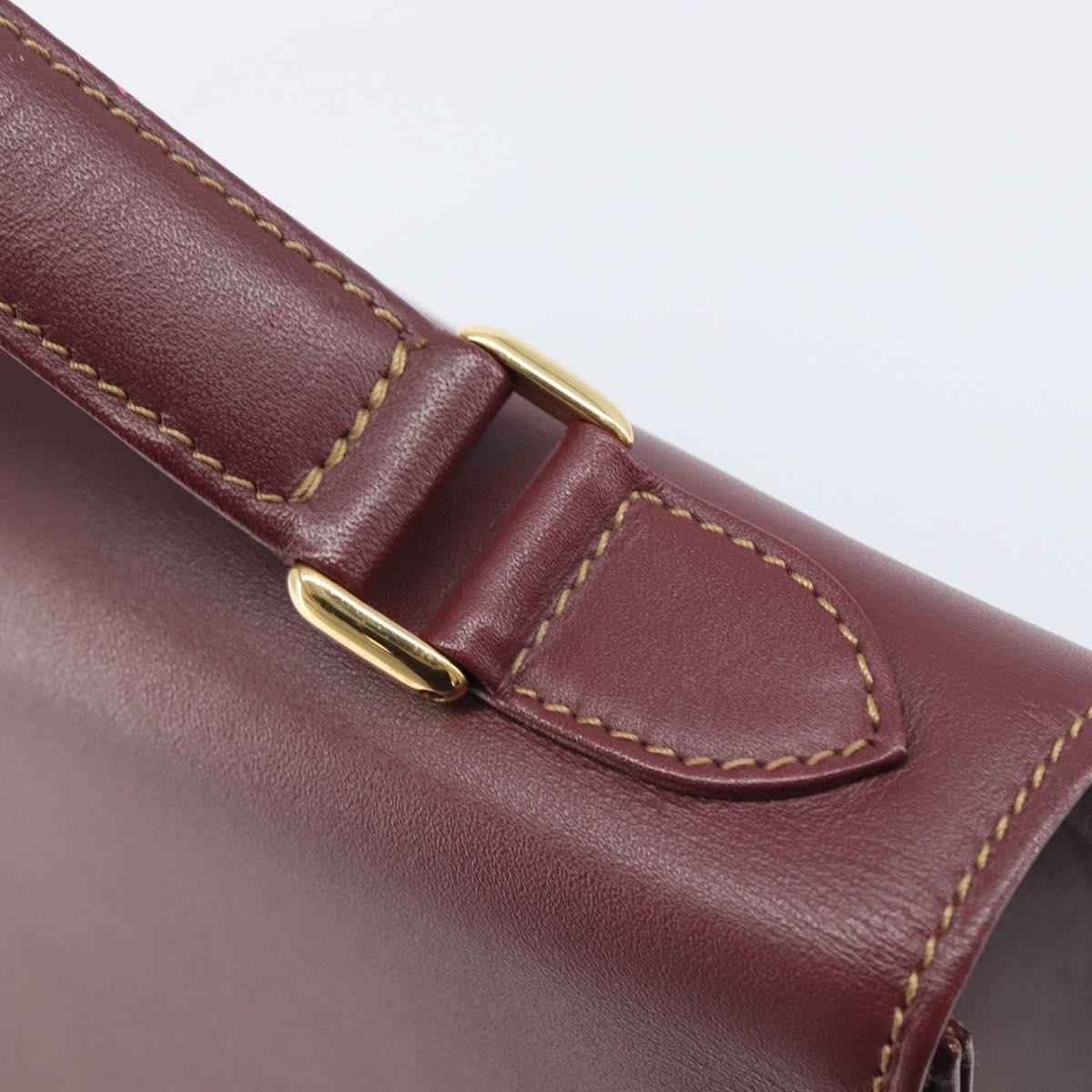 Cartier Must Line Hand Bag Leather Bordeaux Gold Auth 209960