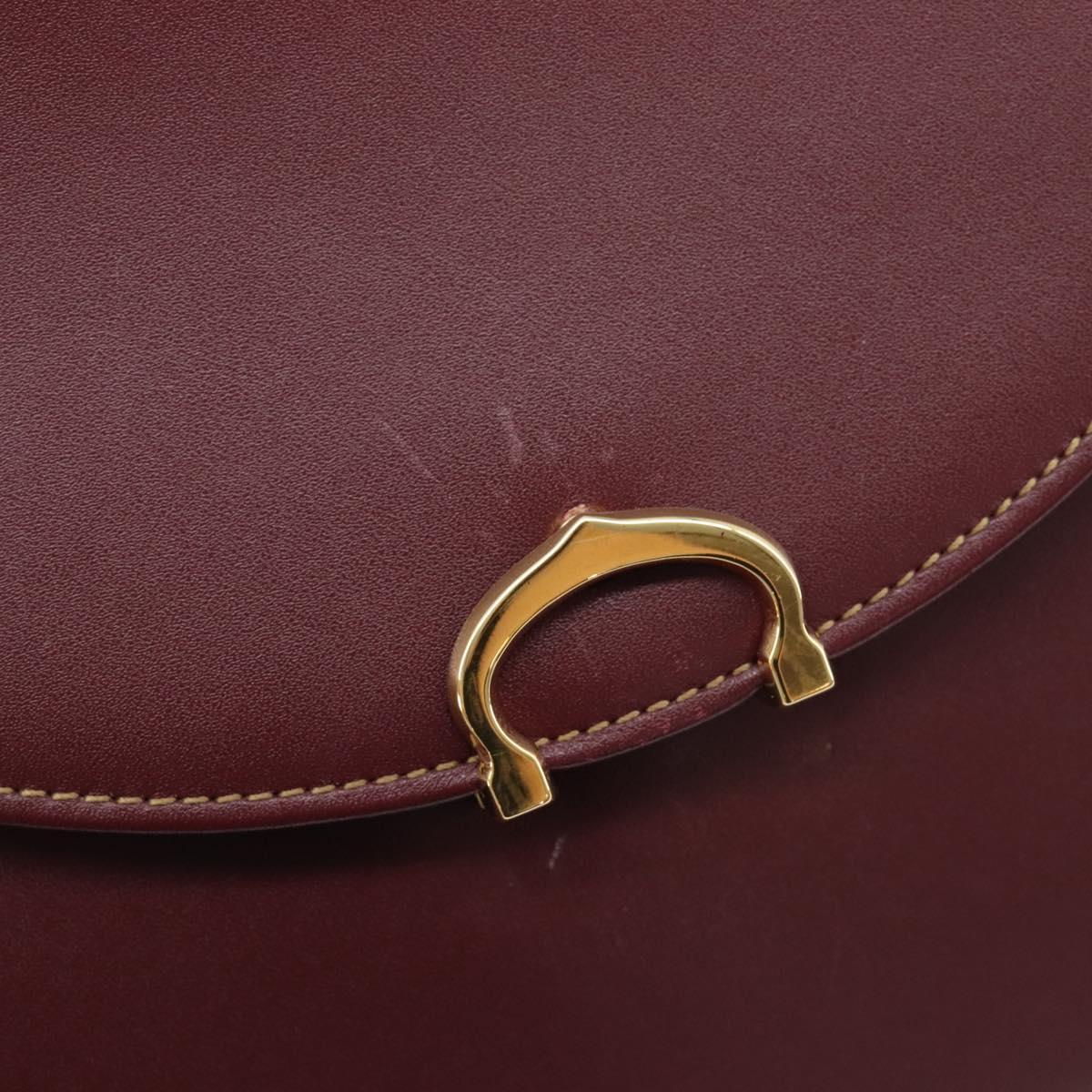 Cartier Must Line Hand Bag Leather Bordeaux Gold Auth 209960