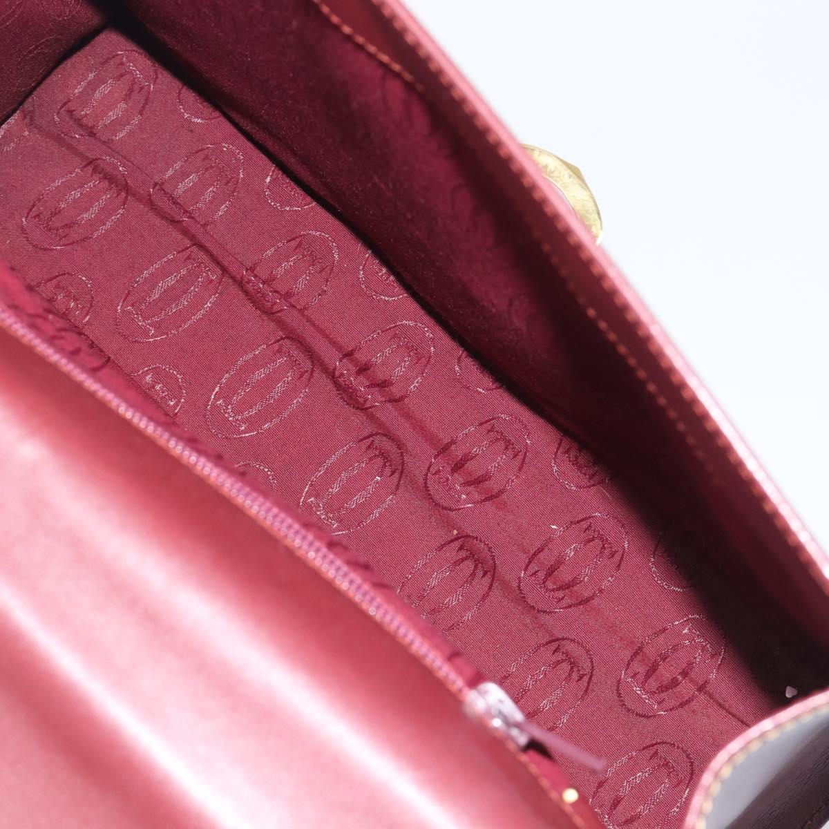 Cartier Must Line Hand Bag Leather Bordeaux Gold Auth 209960